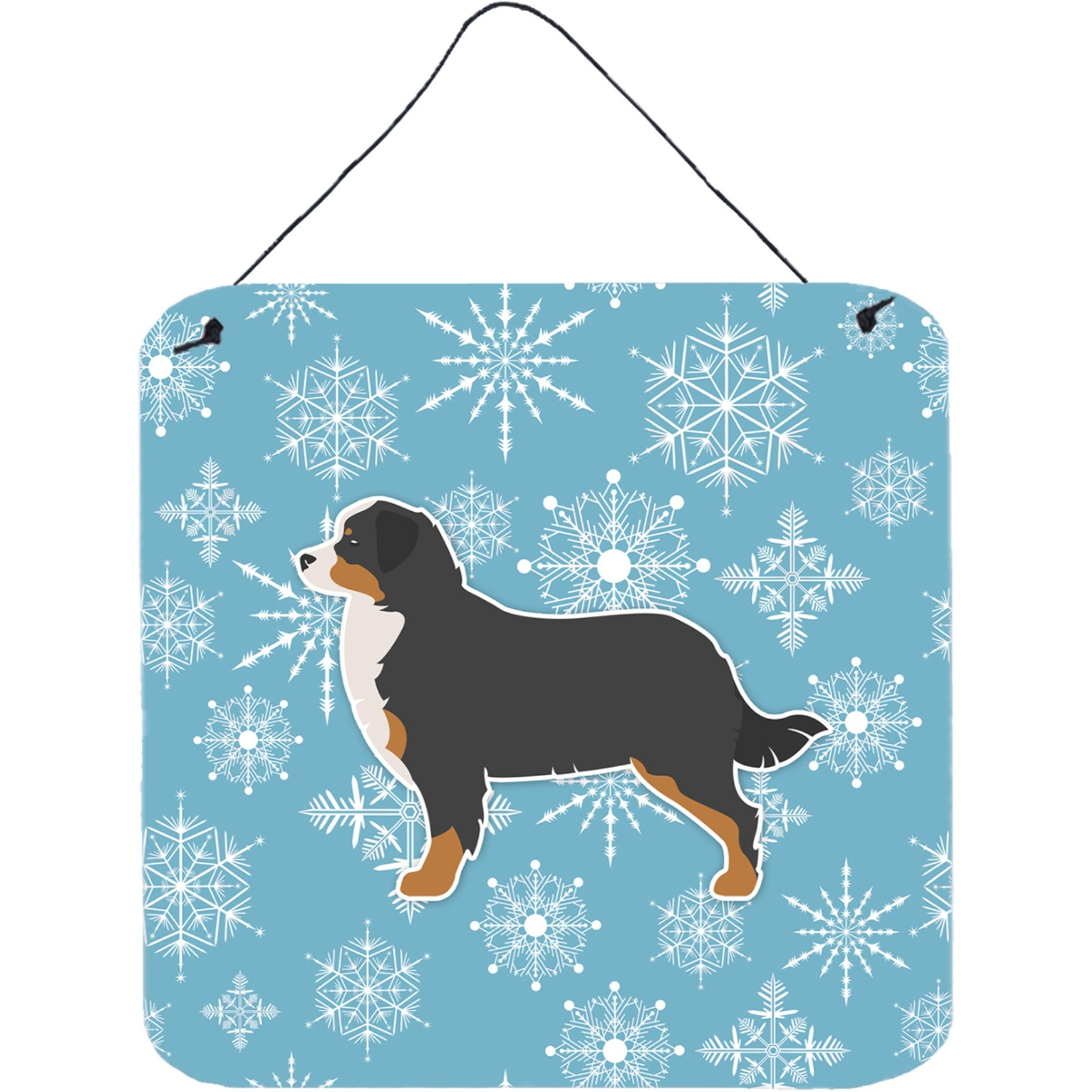 &quotCaroline's Treasures Winter Snowflake Bernese Mountain Dog Wall or Door Hanging Prints BB3519DS66, 6"" x 6"", Multicolor"