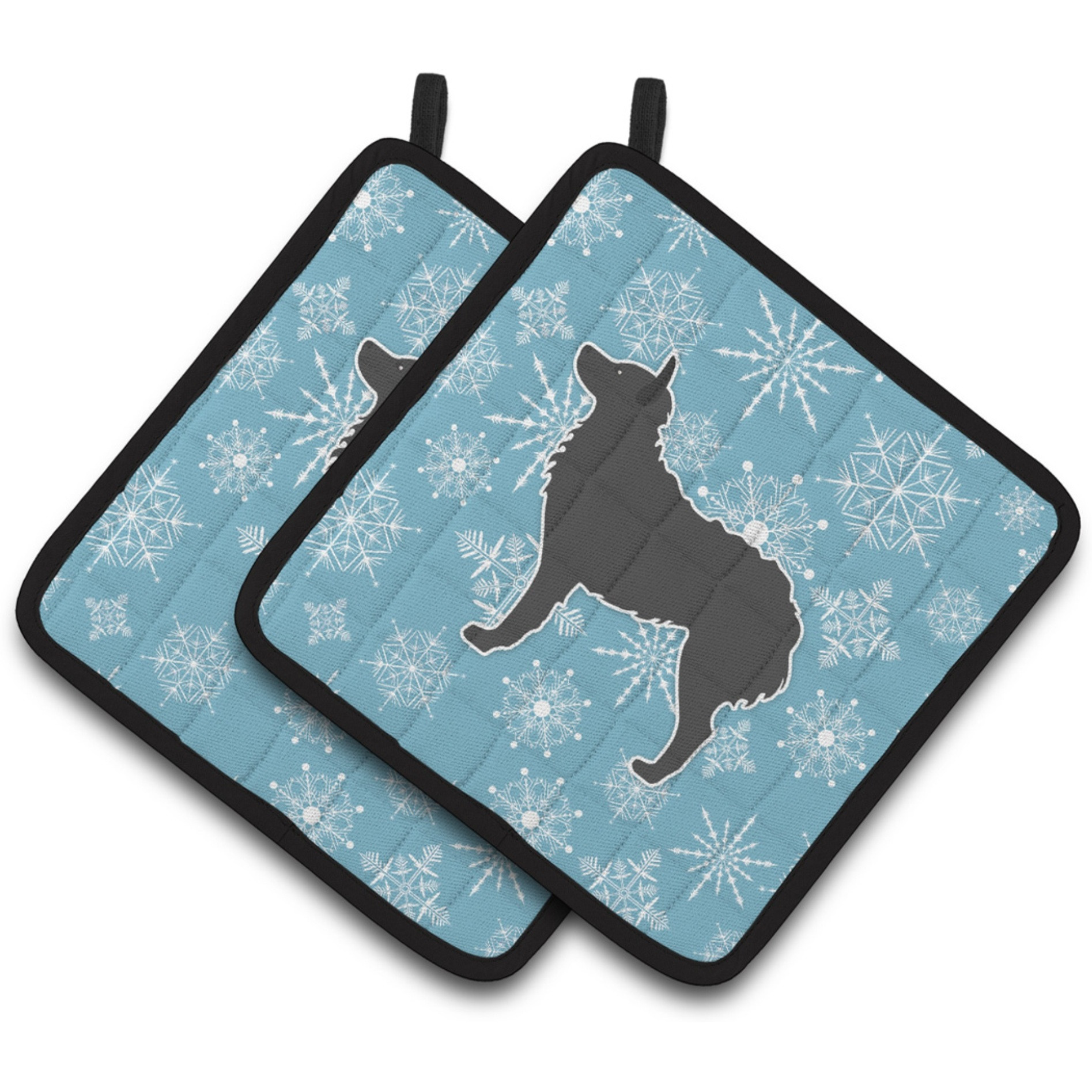 &quotCaroline's Treasures Winter Snowflake Croatian Sheepdog Pair of Pot Holders BB3521PTHD, 7.5HX7.5W, Multicolor"