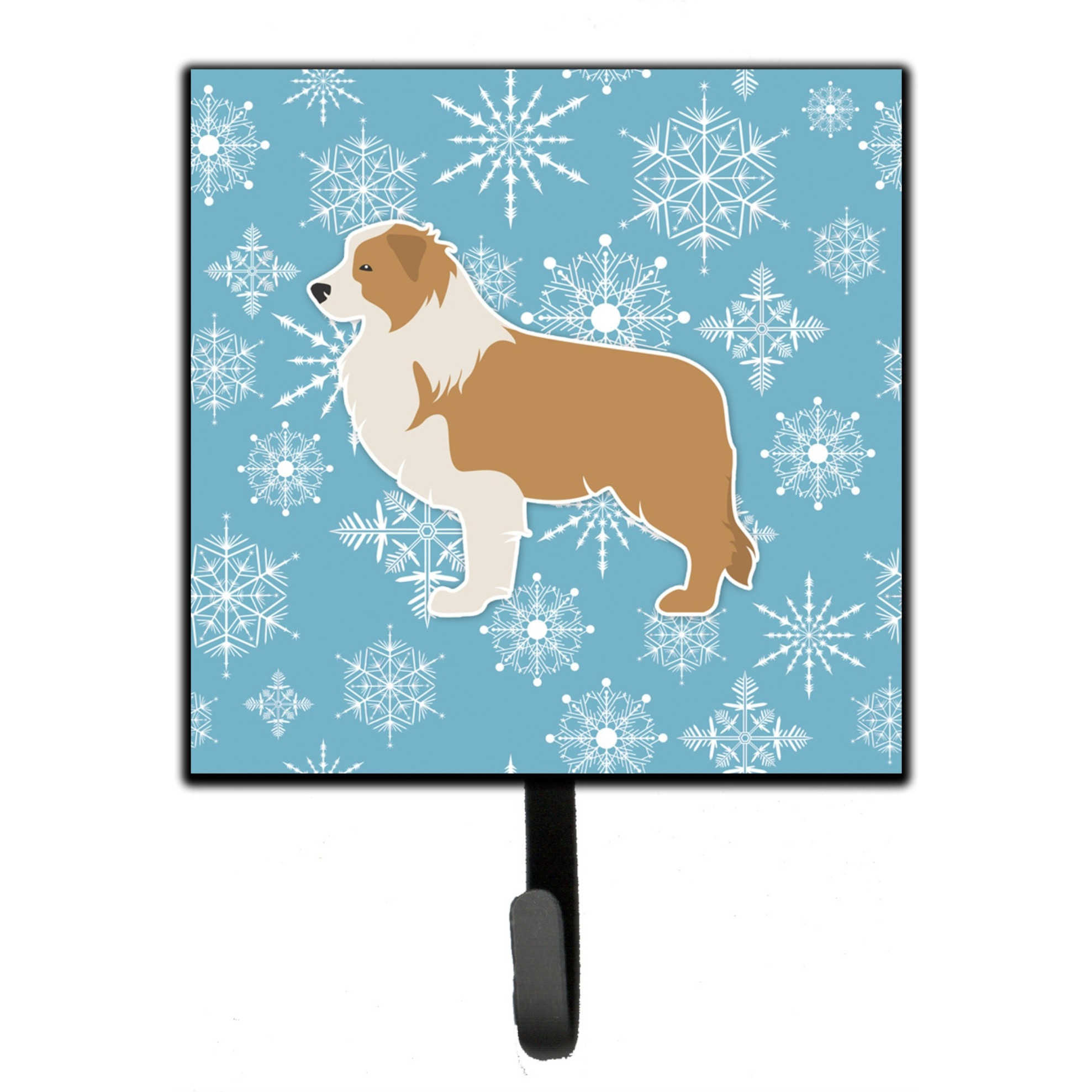 &quotCaroline's Treasures Winter Snowflake Red Border Collie Leash or Key Holder BB3522SH4, Small, Multicolor"