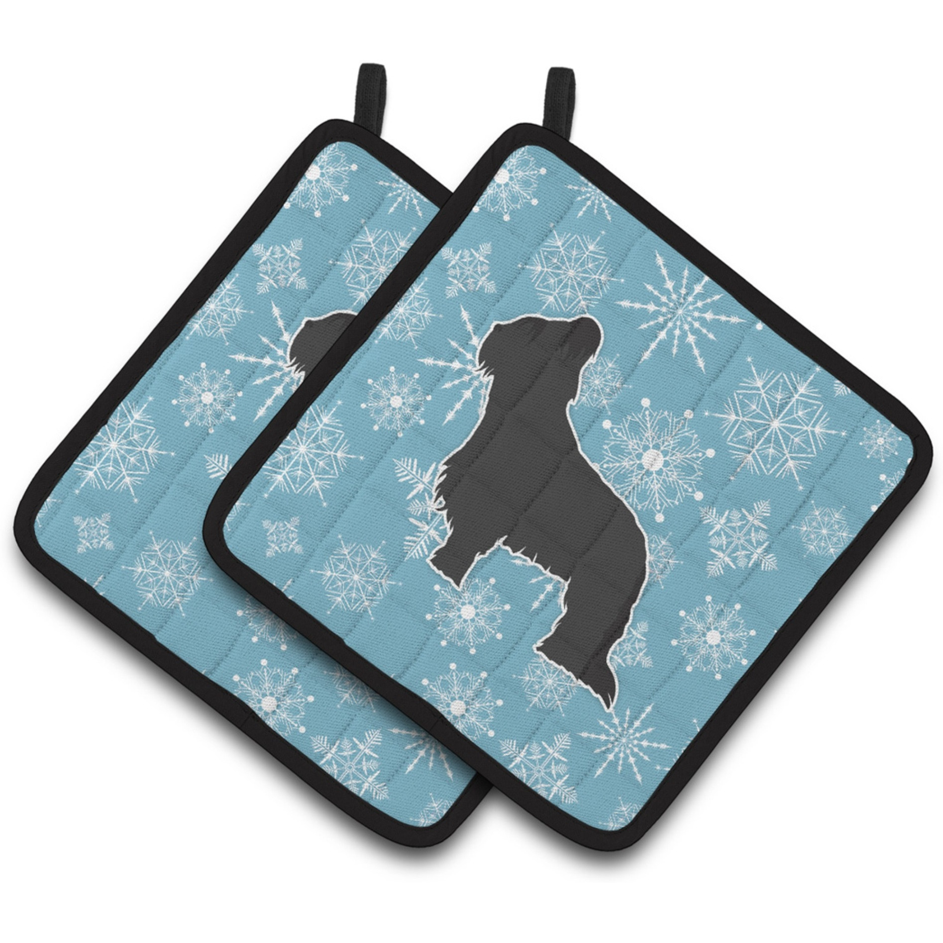 &quotCaroline's Treasures Winter Snowflake Briard Pair of Pot Holders BB3526PTHD, 7.5HX7.5W, Multicolor"