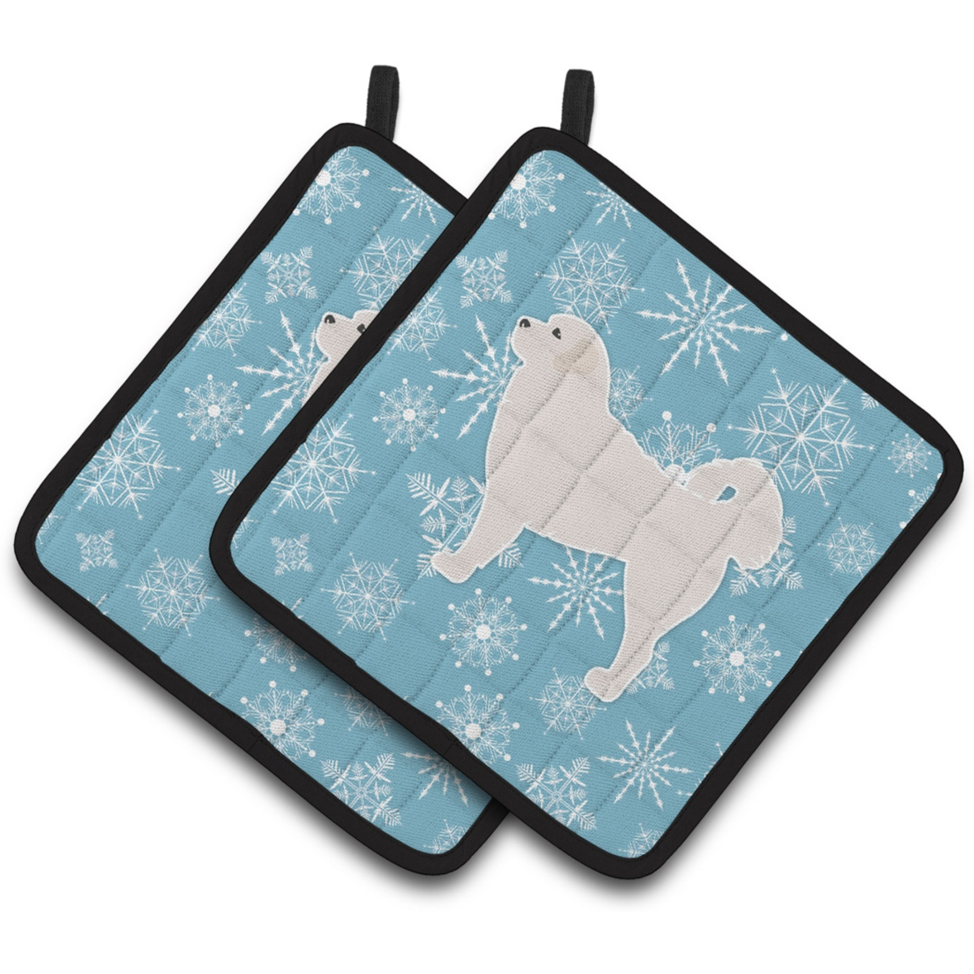 &quotCaroline's Treasures BB3527PTHD Winter Snowflake Polish Tatra Sheepdog Pair of Pot Holders, 7.5H"" x 7.5"" W, Multicolor"