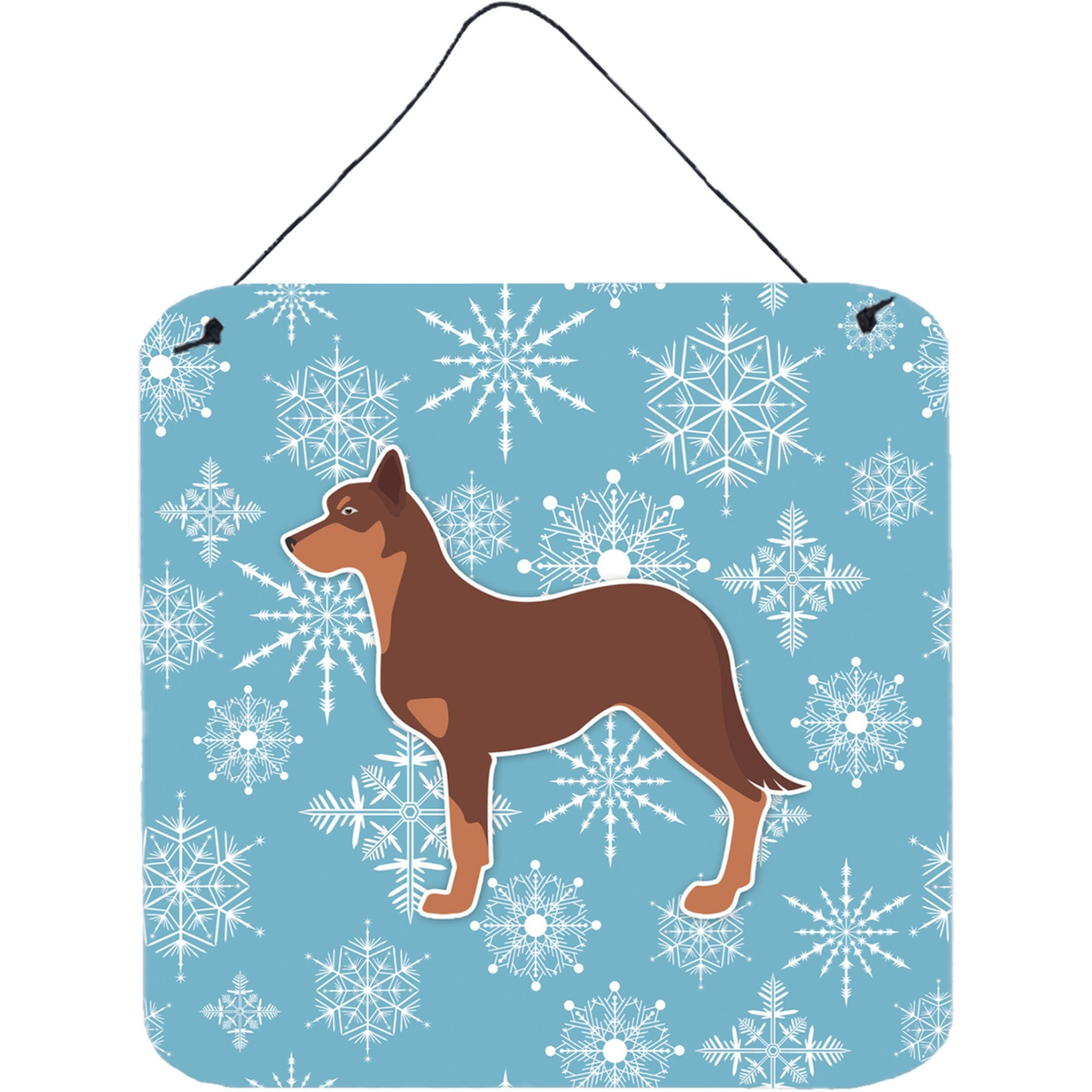 &quotCaroline's Treasures Winter Snowflake Australian Kelpie Dog Wall or Door Hanging Prints BB3529DS66, 6"" x 6"", Multicolor"
