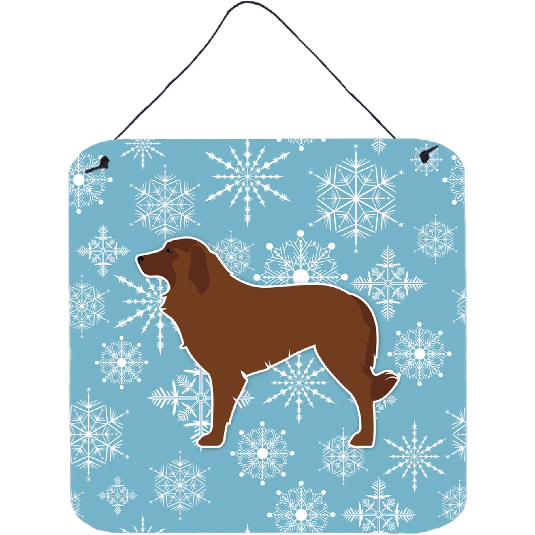 &quotCaroline's Treasures Winter Snowflake Portuguese Sheepdog Dog Wall or Door Hanging Prints BB3531DS66, 6"" x 6"", Multicolor"