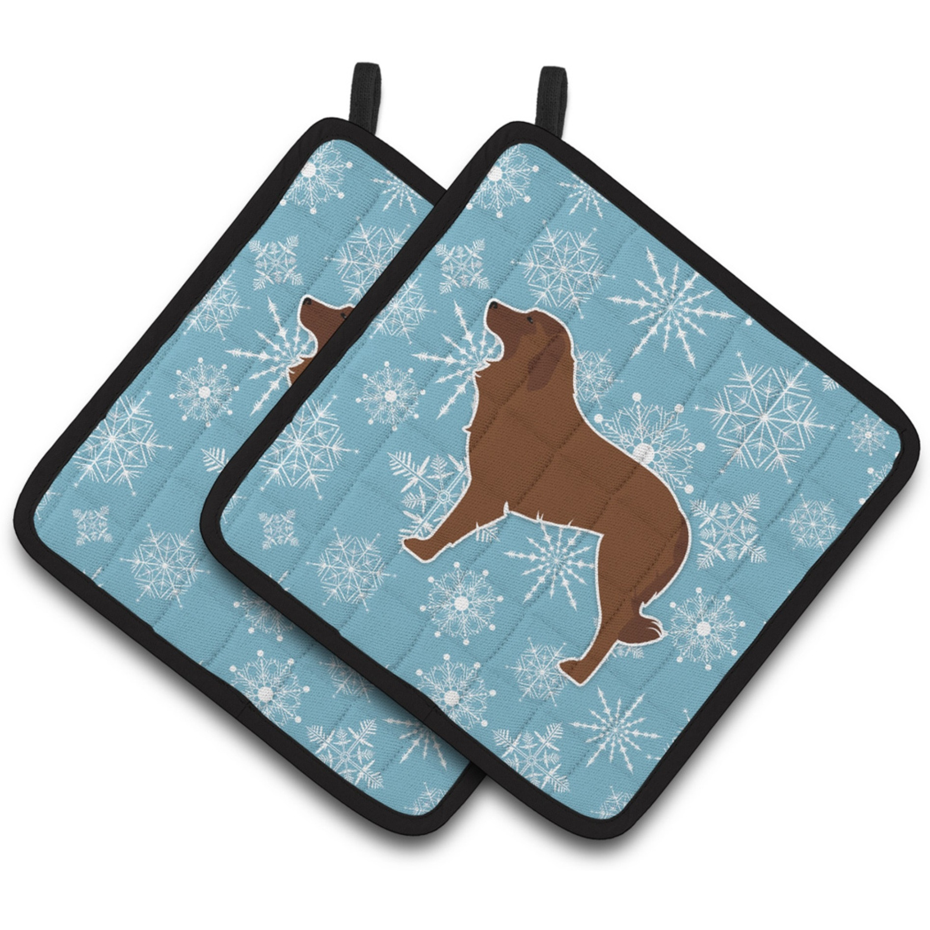 &quotCaroline's Treasures Winter Snowflake Portuguese Sheepdog Dog Pair of Pot Holders BB3531PTHD, 7.5HX7.5W, Multicolor"