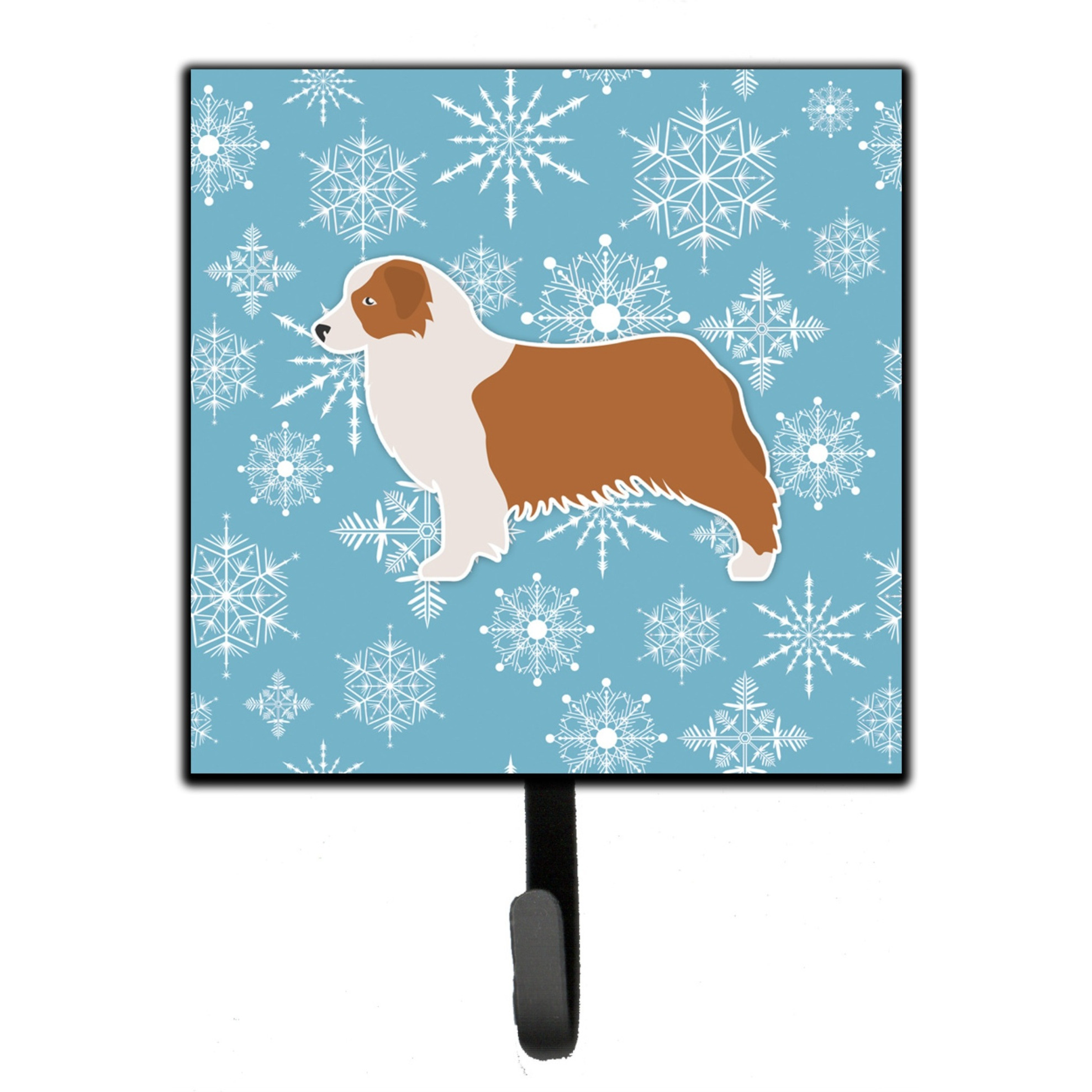 &quotCaroline's Treasures Winter Snowflake Australian Shepherd Dog Leash or Key Holder BB3533SH4, Small, Multicolor"