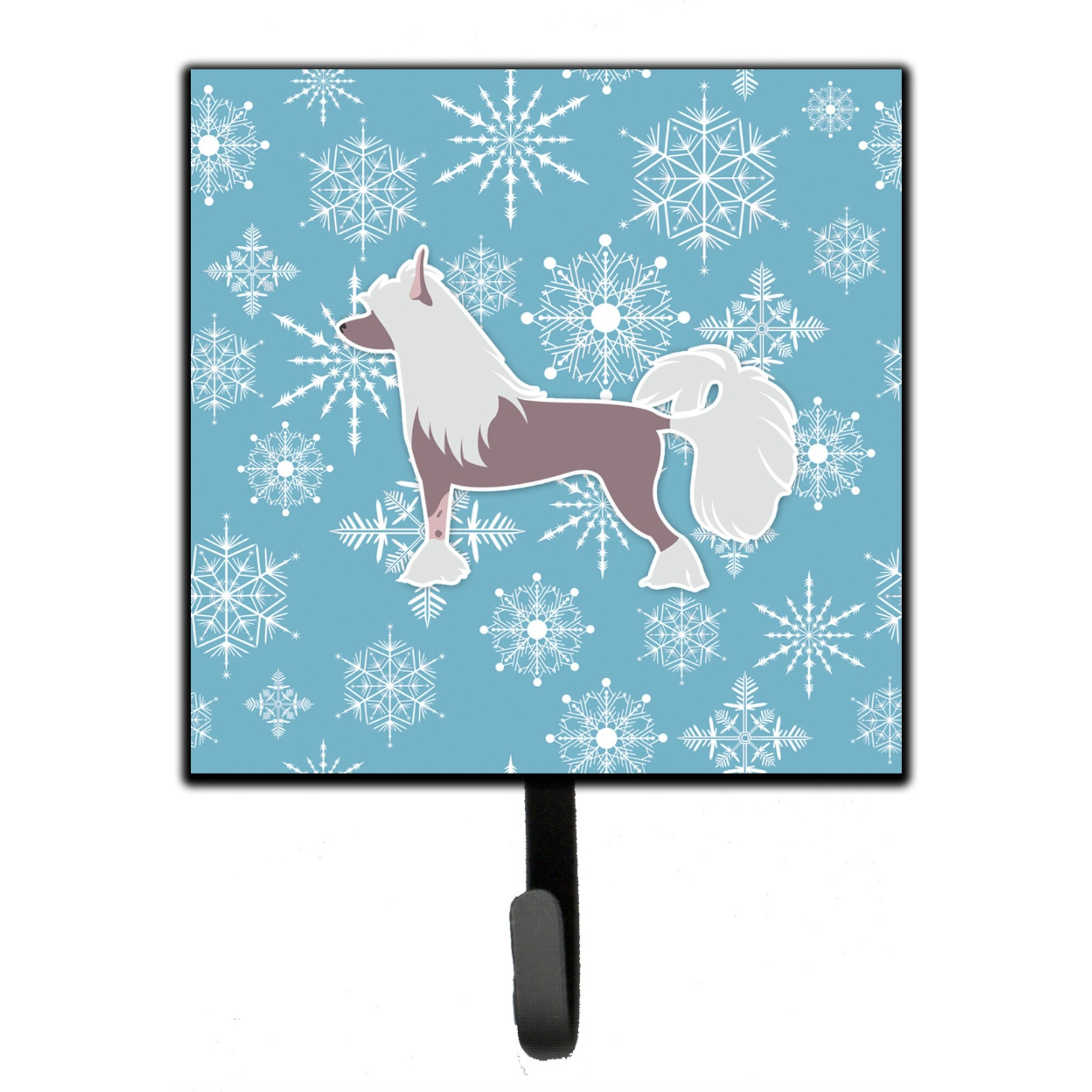 &quotCaroline's Treasures Winter Snowflake Chinese Crested Leash or Key Holder BB3543SH4, Small, Multicolor"