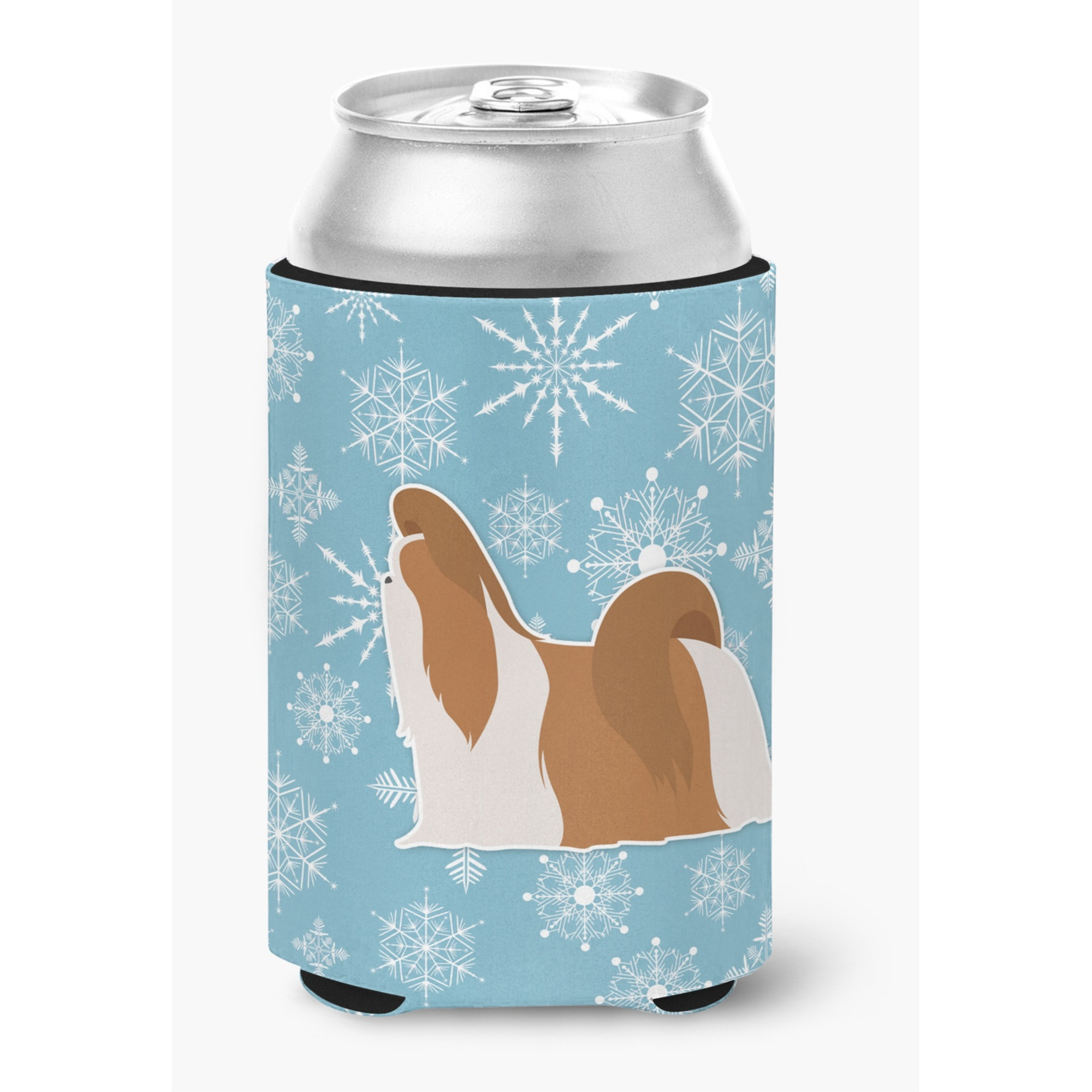 &quotCaroline's Treasures Winter Snowflake Shih Tzu Can or Bottle Hugger BB3546CC, Can Hugger, Multicolor"
