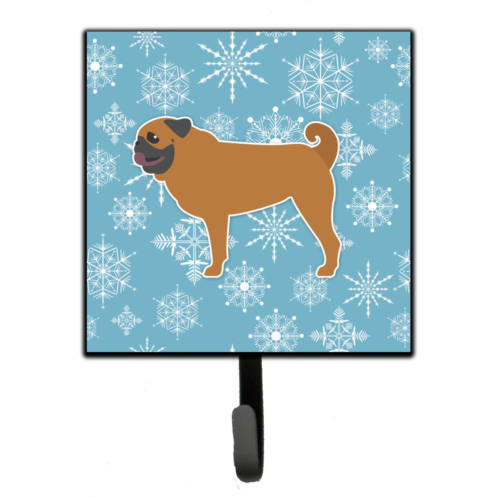&quotCaroline's Treasures Winter Snowflake Pug Leash or Key Holder BB3547SH4, Small, Multicolor"