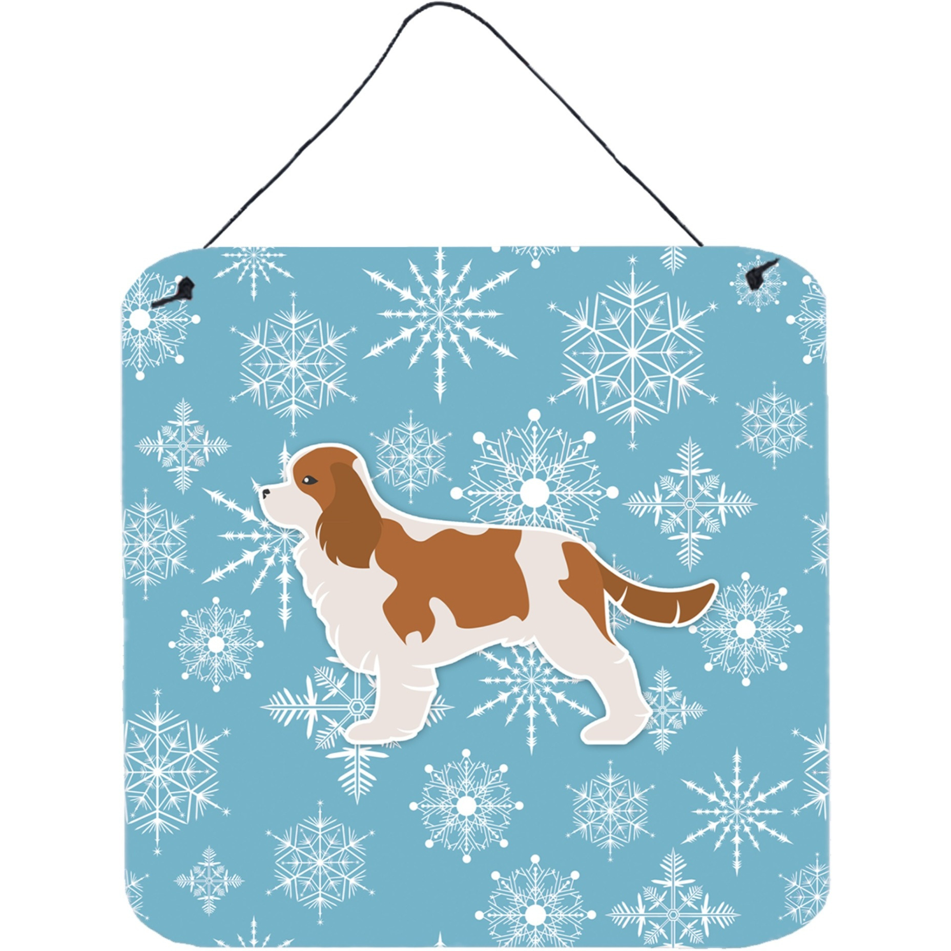 &quotCaroline's Treasures Winter Snowflake Cavalier King Charles Spaniel Wall or Door Hanging Prints BB3549DS66, 6"" x 6"", Multicolor"