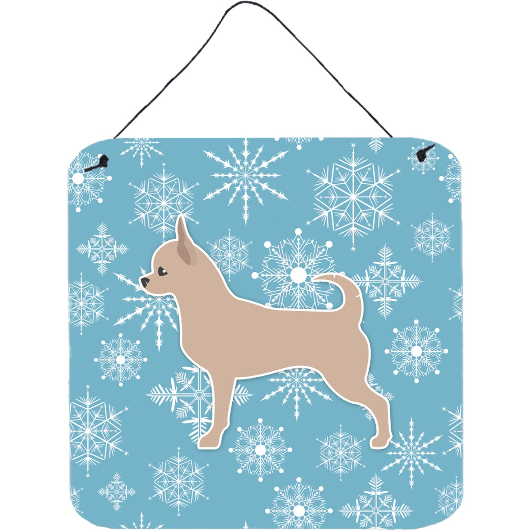 &quotCaroline's Treasures Winter Snowflake Chihuahua Wall or Door Hanging Prints BB3550DS66, 6"" x 6"", Multicolor"