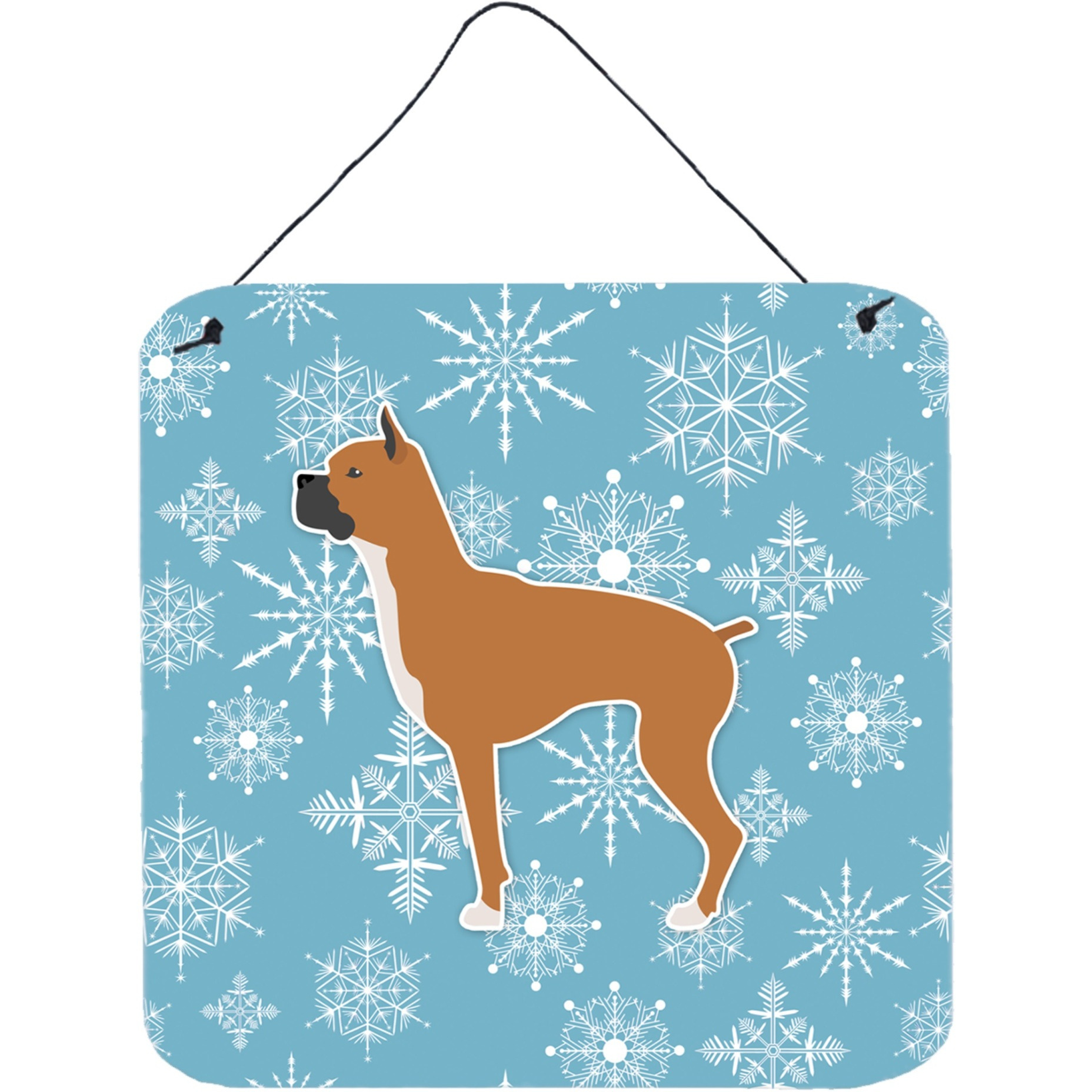 &quotCaroline's Treasures Winter Snowflake Boxer Wall or Door Hanging Prints BB3553DS66, 6"" x 6"", Multicolor"
