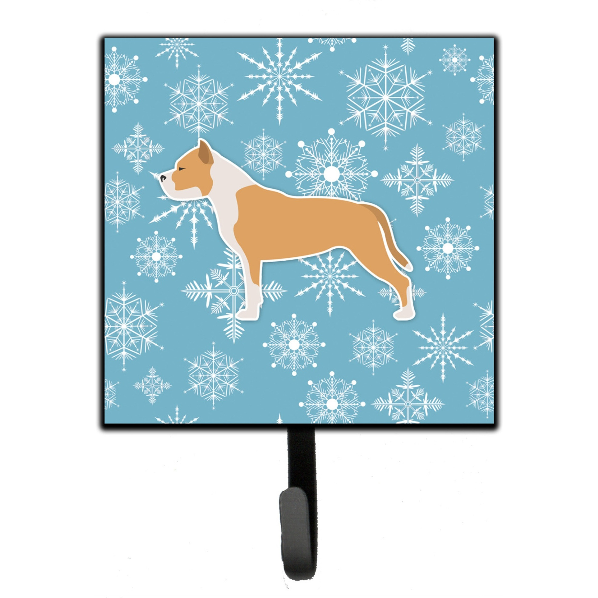 &quotCaroline's Treasures Winter Snowflake Staffordshire Bull Terrier Leash or Key Holder BB3554SH4, Small, Multicolor"