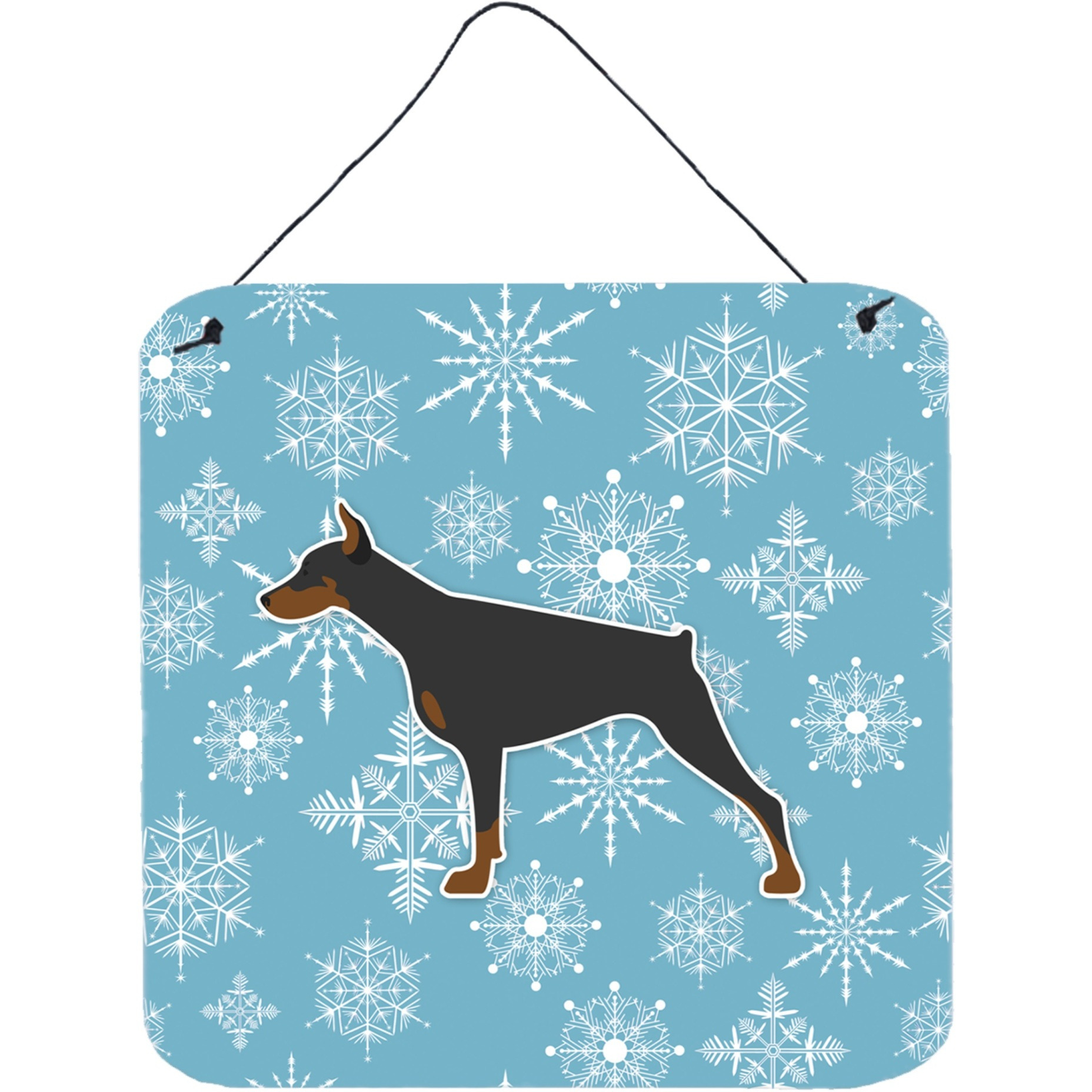 &quotCaroline's Treasures Winter Snowflake Doberman Pinscher Wall or Door Hanging Prints BB3560DS66, 6"" x 6"", Multicolor"