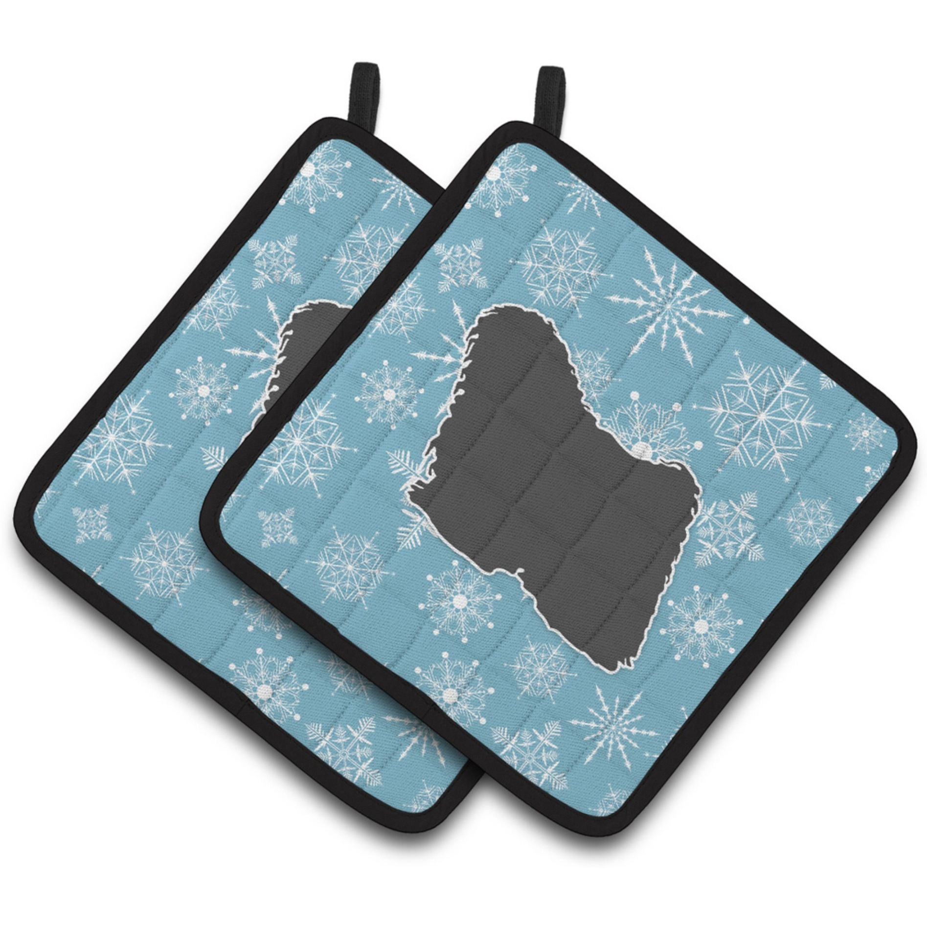 &quotCaroline's Treasures Winter Snowflake Puli Pair of Pot Holders BB3563PTHD, 7.5HX7.5W, Multicolor"