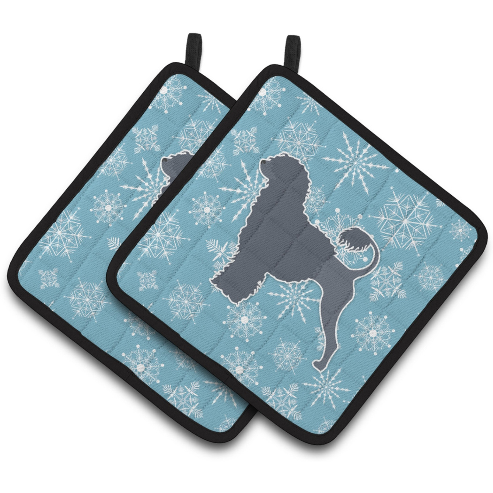 &quotCaroline's Treasures Winter Snowflake Portuguese Water Dog Pair of Pot Holders BB3568PTHD, 7.5HX7.5W, Multicolor"