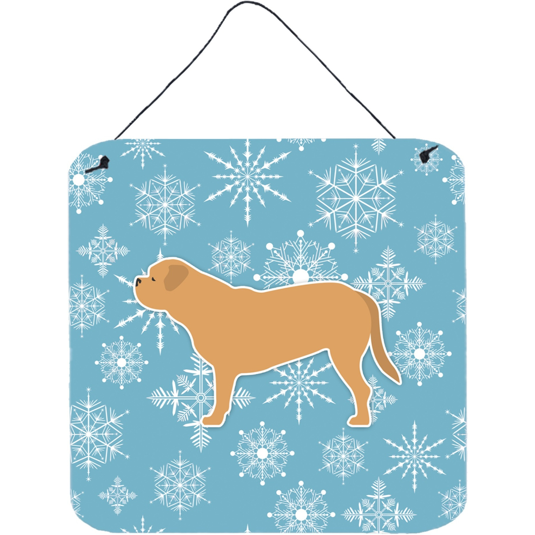 &quotCaroline's Treasures Winter Snowflake Dogue de Bordeaux Wall or Door Hanging Prints BB3570DS66, 6"" x 6"", Multicolor"