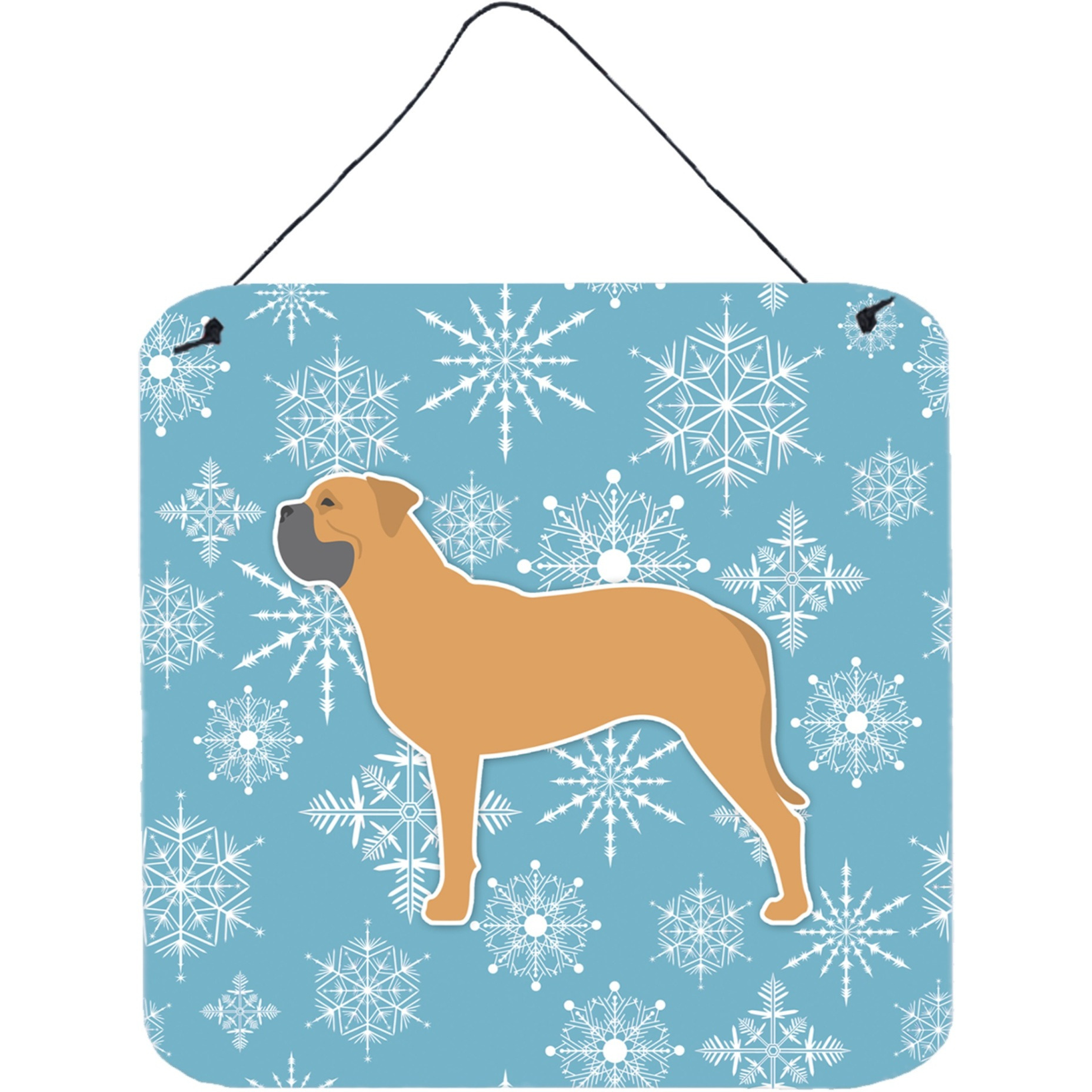 &quotCaroline's Treasures Winter Snowflake Bullmastiff Wall or Door Hanging Prints BB3571DS66, 6"" x 6"", Multicolor"