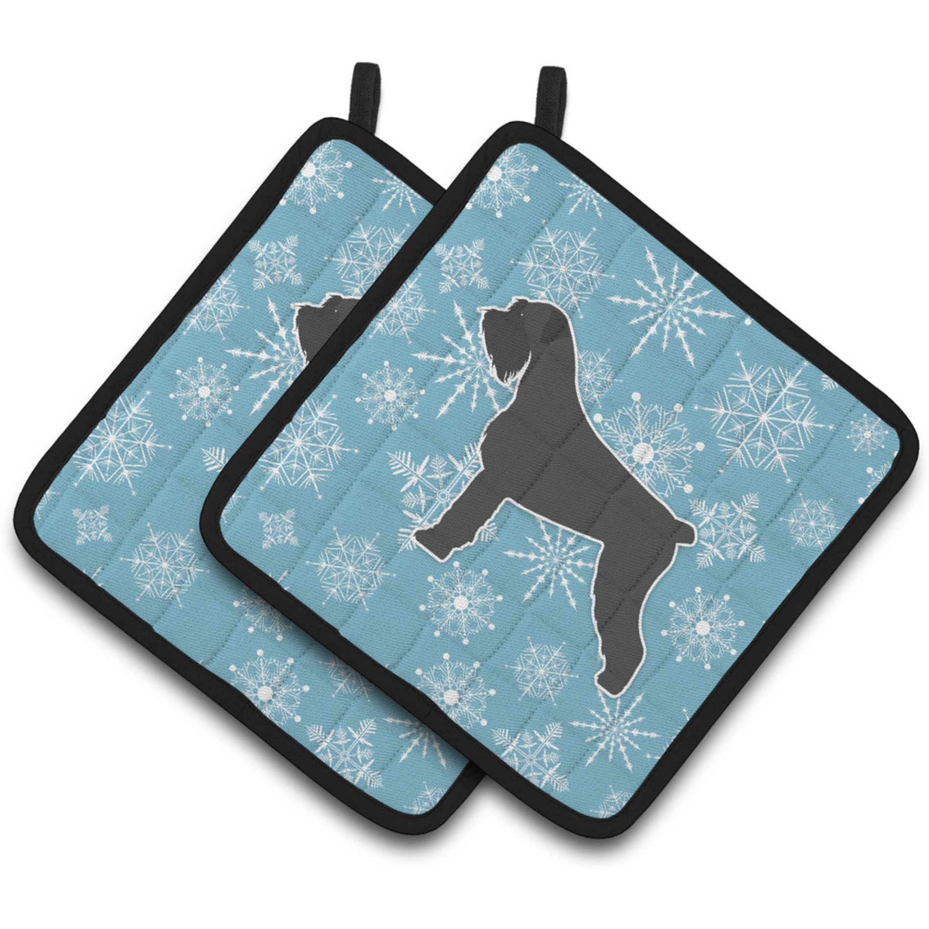 &quotCaroline's Treasures Winter Snowflake Giant Schnauzer Pair of Pot Holders BB3573PTHD, 7.5HX7.5W, Multicolor"