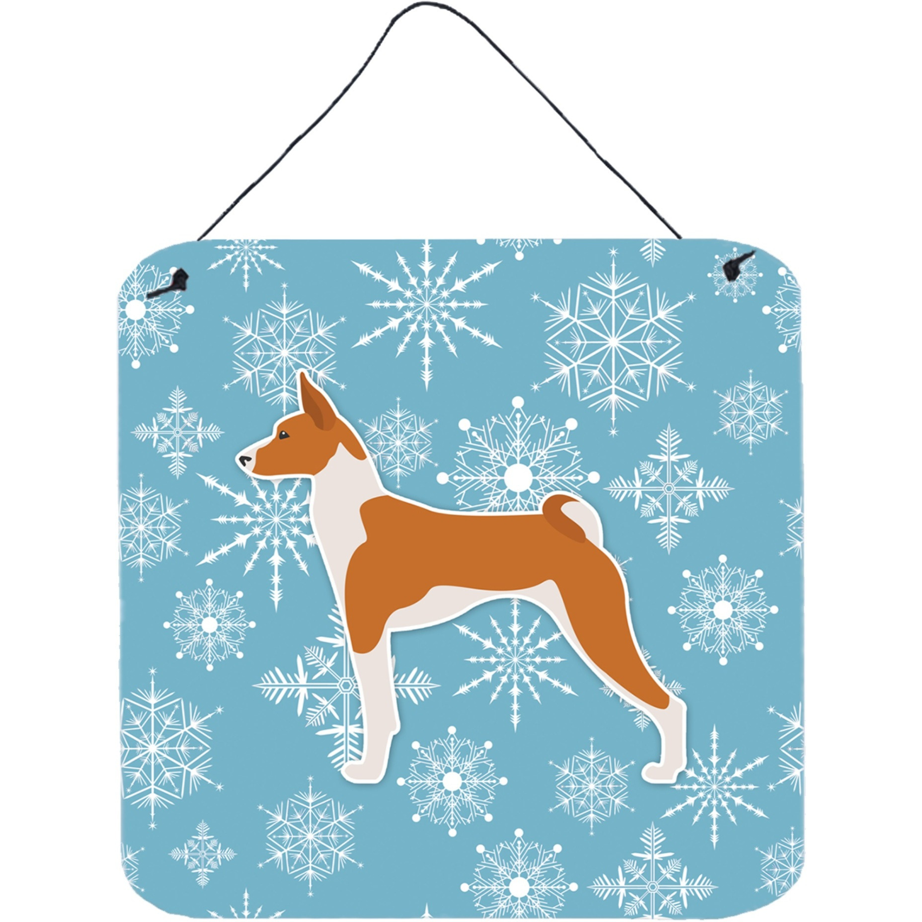 &quotCaroline's Treasures Winter Snowflake Basenji Wall or Door Hanging Prints BB3574DS66, 6"" x 6"", Multicolor"