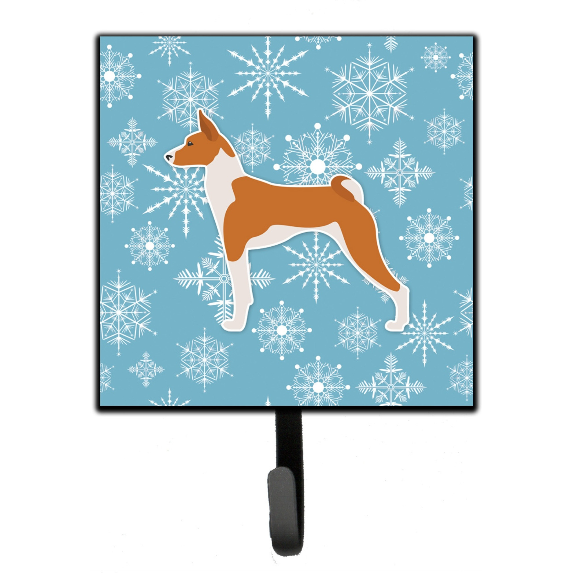 &quotCaroline's Treasures Winter Snowflake Basenji Leash or Key Holder BB3574SH4, Small, Multicolor"