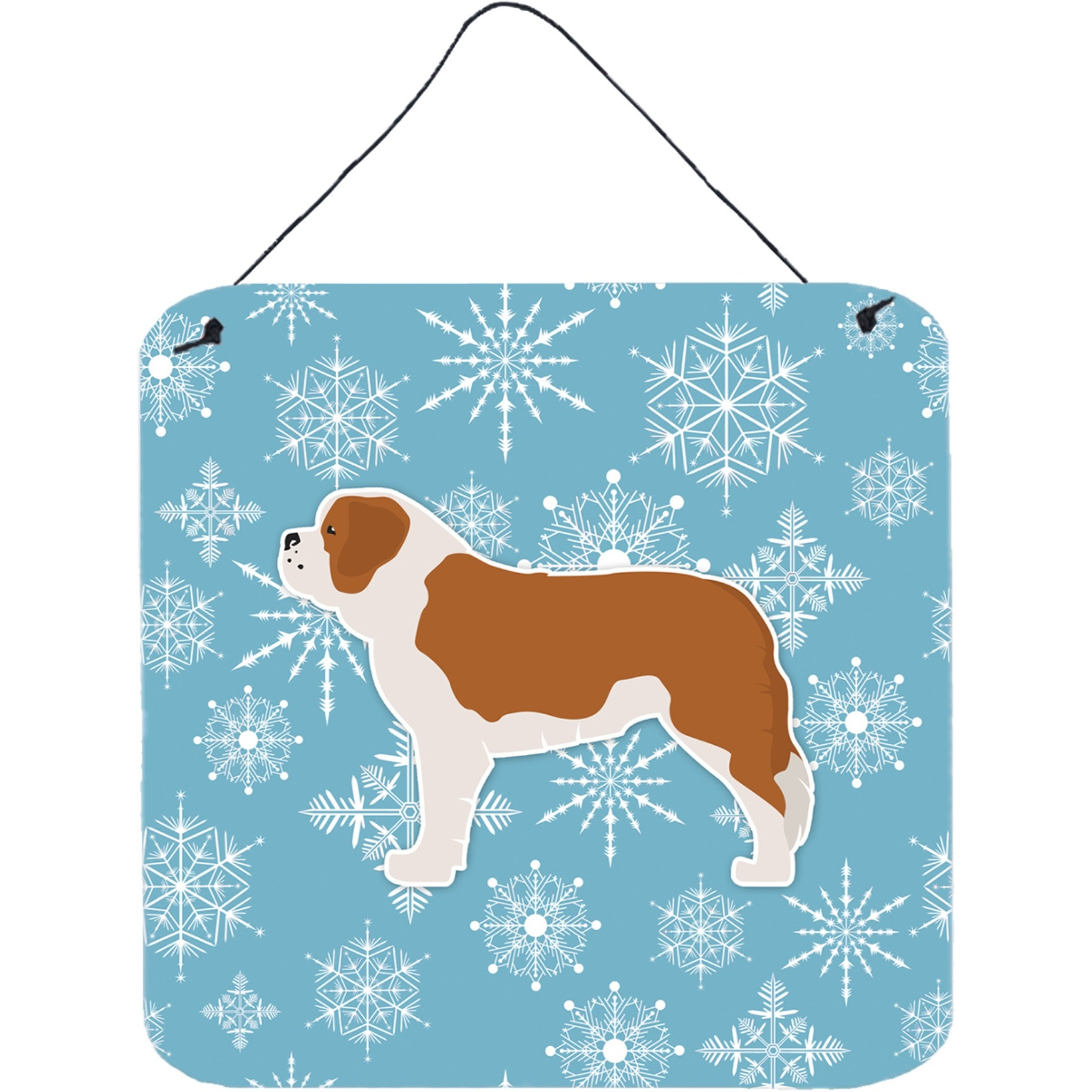 &quotCaroline's Treasures Winter Snowflake Saint Bernard Wall or Door Hanging Prints BB3576DS66, 6"" x 6"", Multicolor"