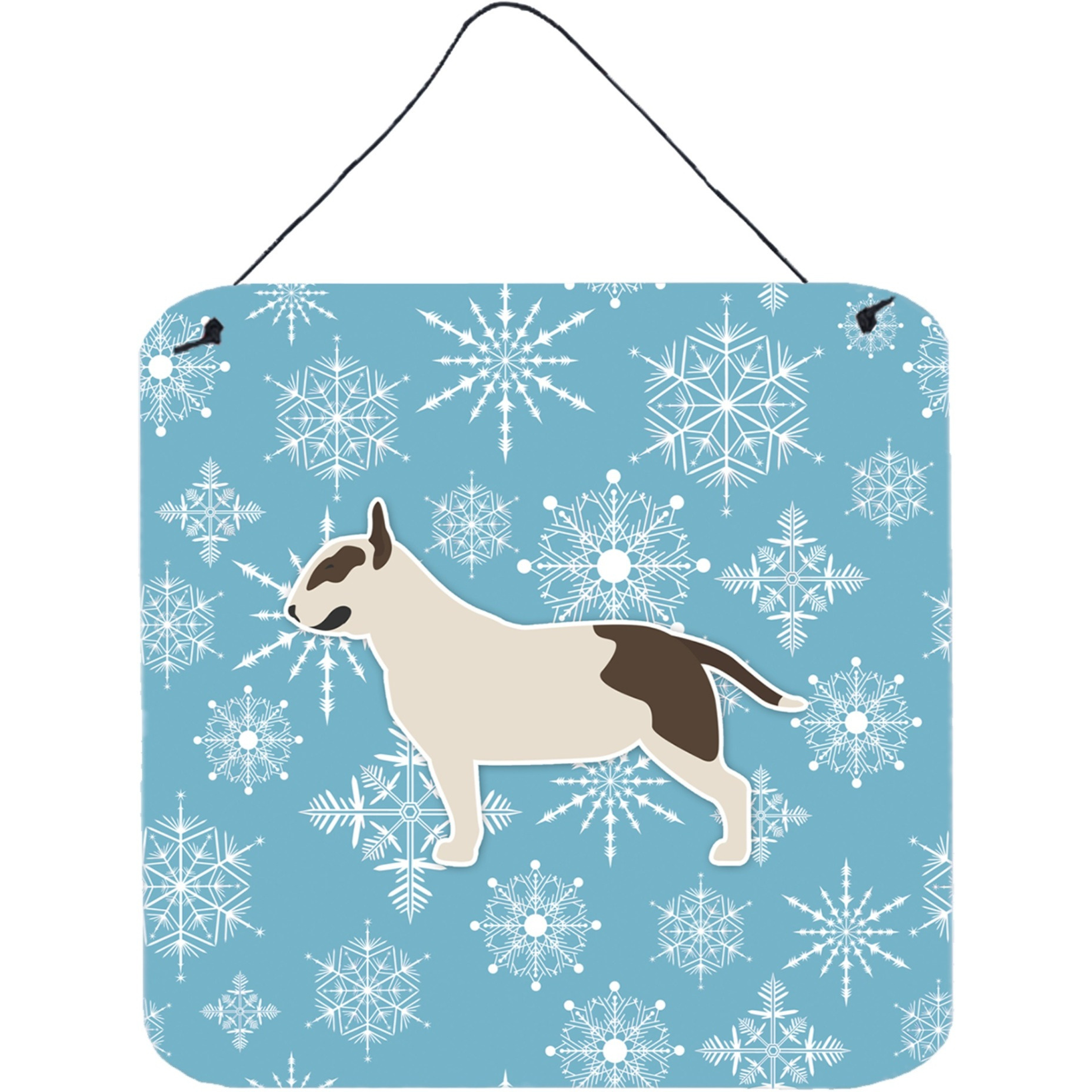 &quotCaroline's Treasures Winter Snowflake Bull Terrier Wall or Door Hanging Prints BB3578DS66, 6"" x 6"", Multicolor"
