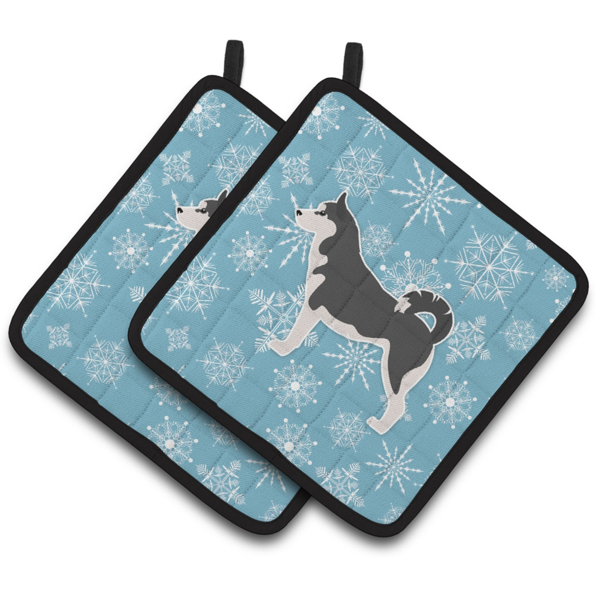 &quotCaroline's Treasures Winter Snowflake Siberian Husky Pair of Pot Holders BB3580PTHD, 7.5HX7.5W, Multicolor"