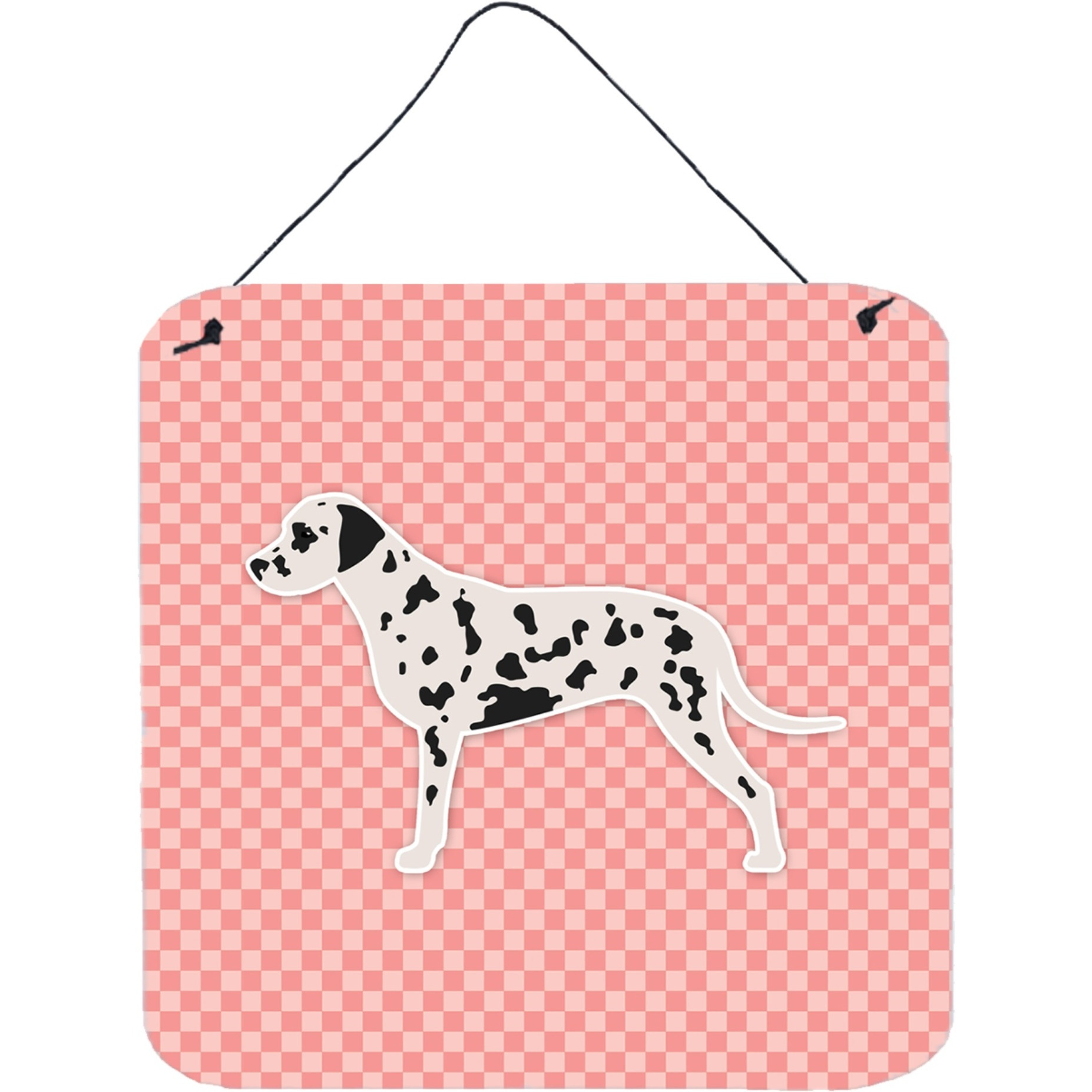 &quotCaroline's Treasures Dalmatian Checkerboard Pink Wall or Door Hanging Prints BB3583DS66, 6"" x 6"", Multicolor"