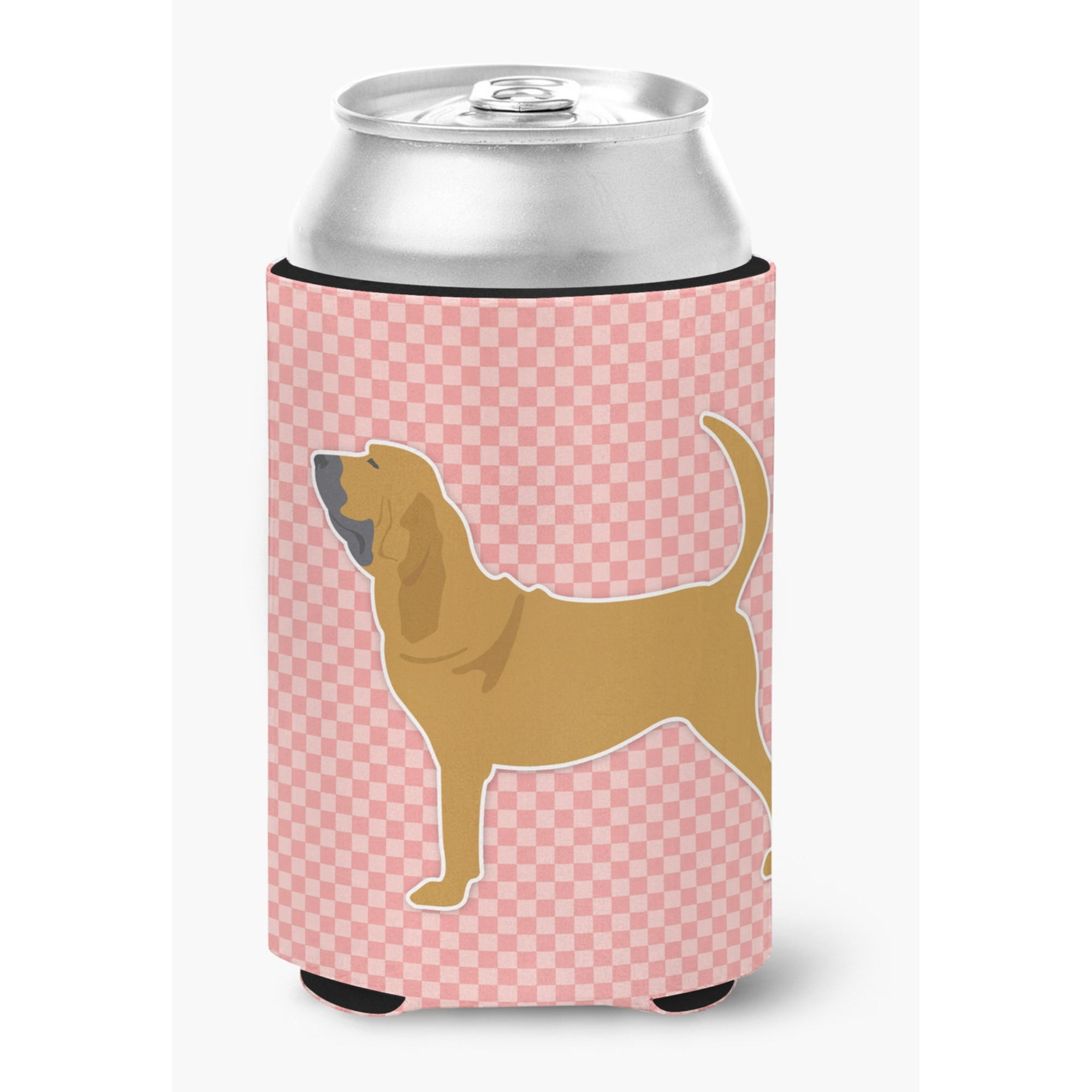 &quotCaroline's Treasures Bloodhound Checkerboard Pink Can or Bottle Hugger BB3584CC, Can Hugger, Multicolor"