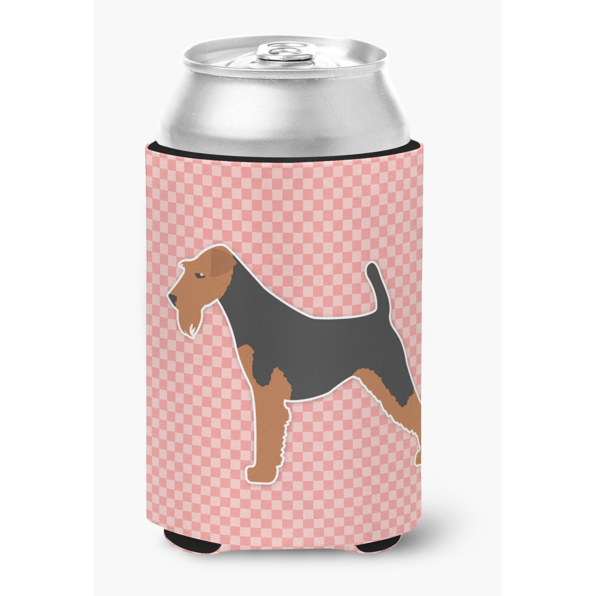&quotCaroline's Treasures Welsh Terrier Checkerboard Pink Can or Bottle Hugger BB3585CC, Can Hugger, Multicolor"