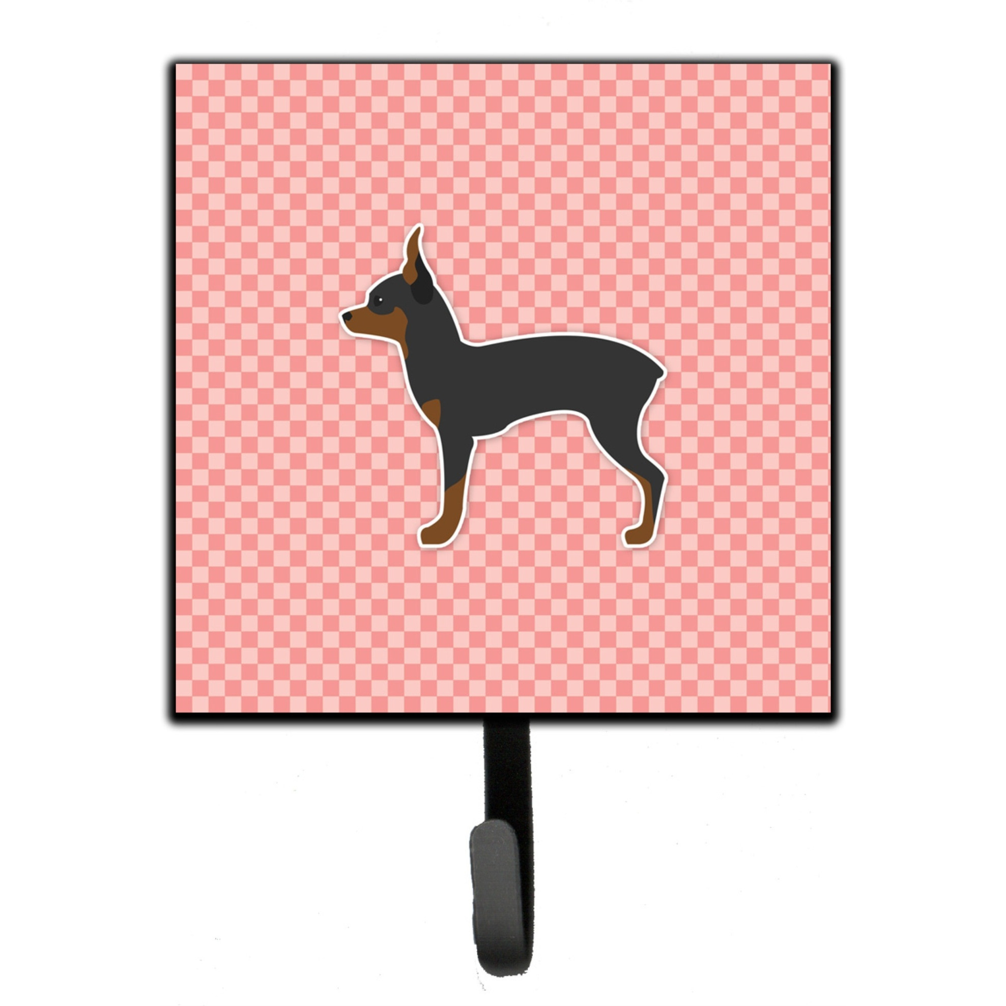 &quotCaroline's Treasures Toy Fox Terrier Checkerboard Pink Leash or Key Holder BB3587SH4, Small, Multicolor"