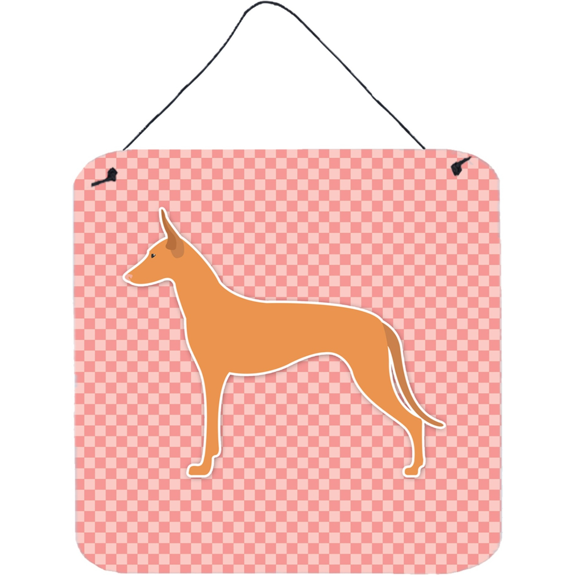 &quotCaroline's Treasures Pharaoh Hound Checkerboard Pink Wall or Door Hanging Prints BB3588DS66, 6"" x 6"", Multicolor"