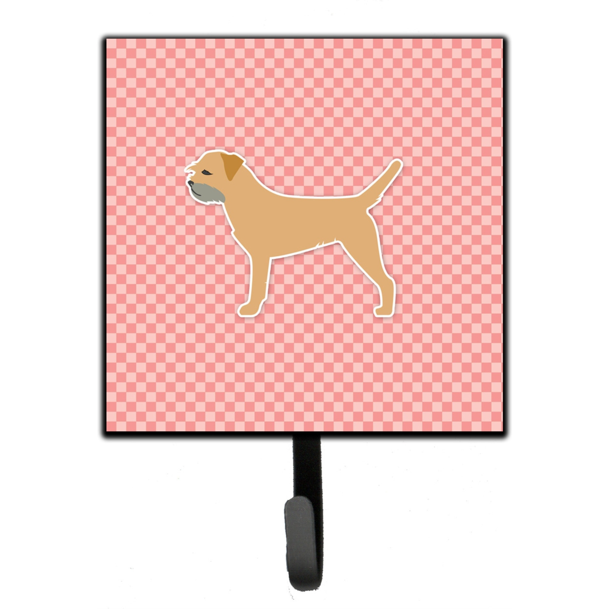 &quotCaroline's Treasures Border Terrier Checkerboard Pink Leash or Key Holder BB3589SH4, Small, Multicolor"