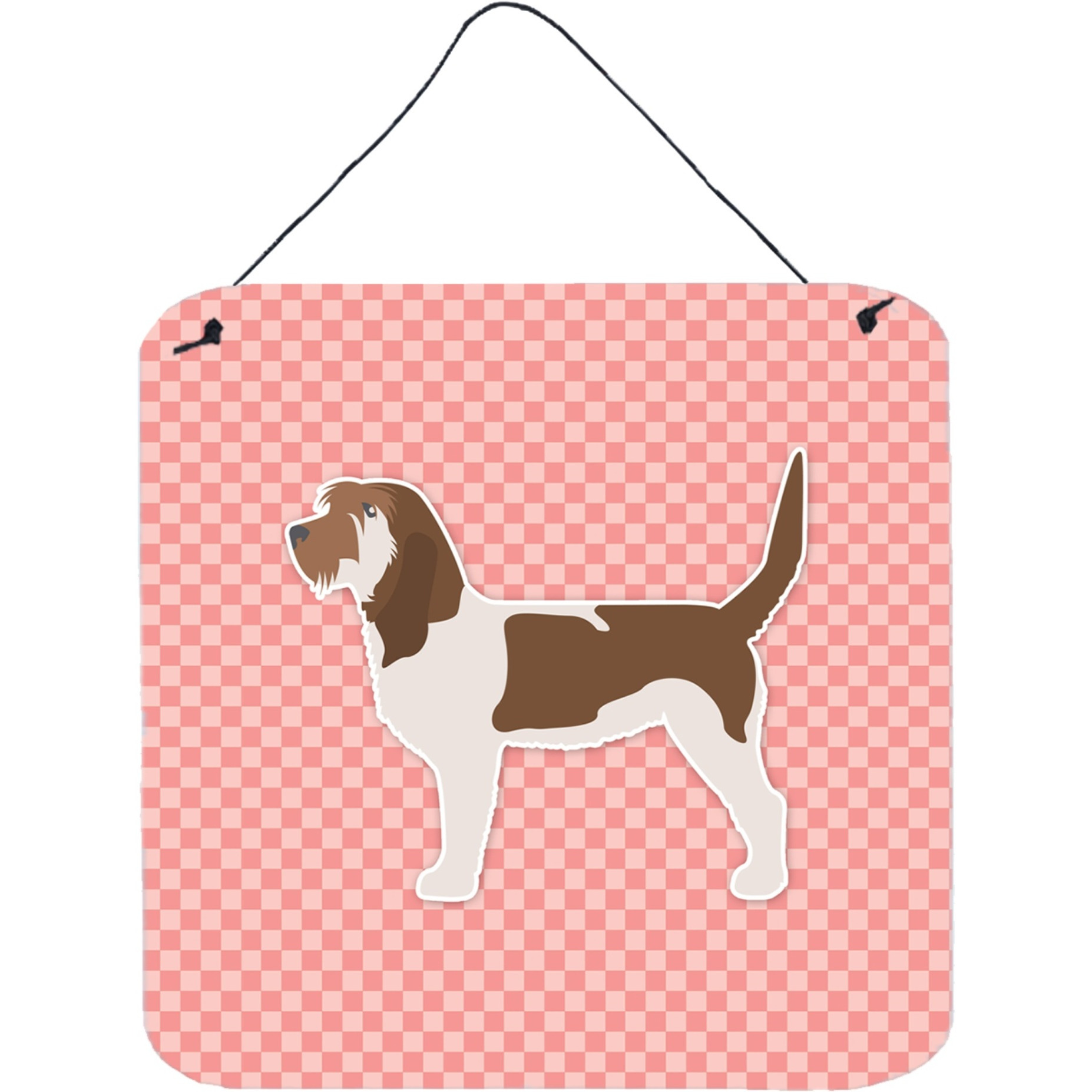 &quotCaroline's Treasures Grand Basset Griffon Vendeen Checkerboard Pink Wall or Door Hanging Prints BB3590DS66, 6"" x 6"", Multicolor"