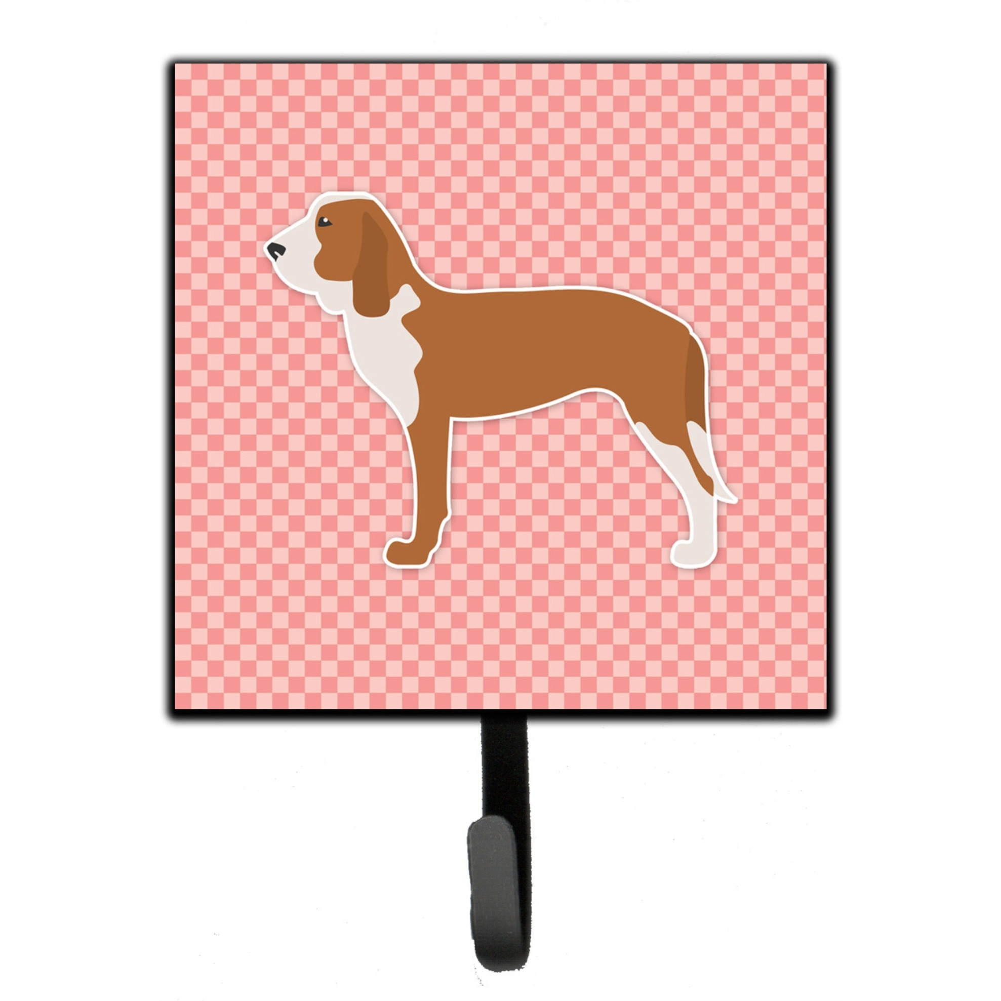 &quotCaroline's Treasures Spanish Hound Checkerboard Pink Leash or Key Holder BB3591SH4, Small, Multicolor"