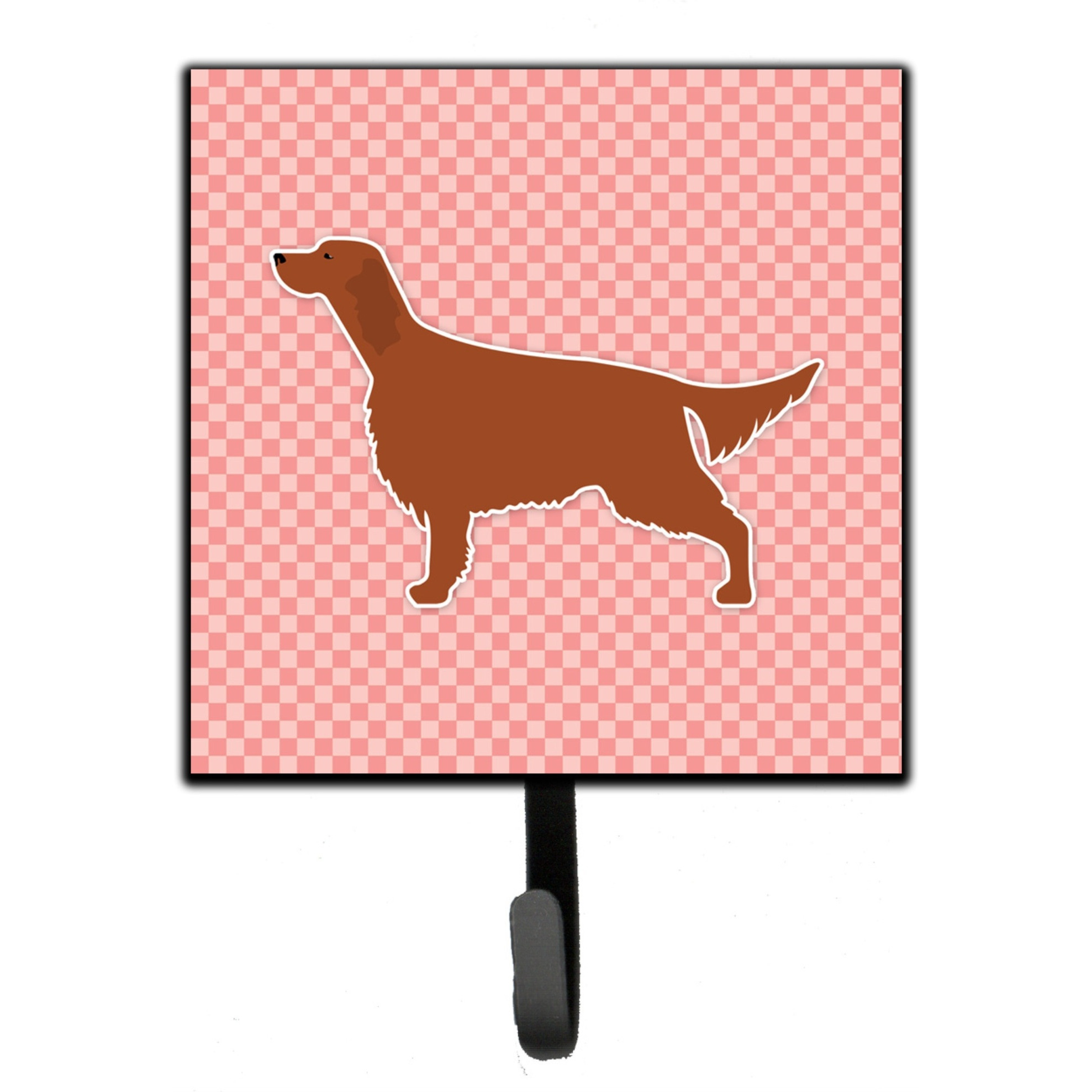 &quotCaroline's Treasures Irish Setter Checkerboard Pink Leash or Key Holder BB3593SH4, Small, Multicolor"