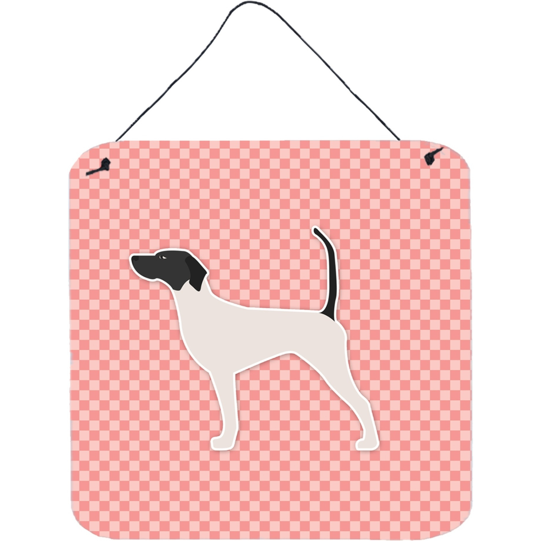 &quotCaroline's Treasures English Pointer Checkerboard Pink Wall or Door Hanging Prints BB3595DS66, 6"" x 6"", Multicolor"