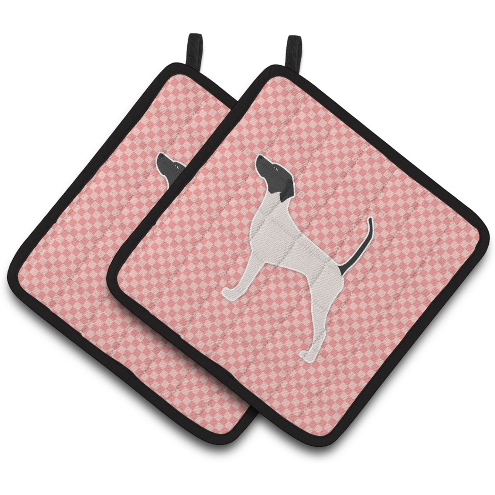 &quotCaroline's Treasures English Pointer Checkerboard Pink Pair of Pot Holders BB3595PTHD, 7.5HX7.5W, Multicolor"