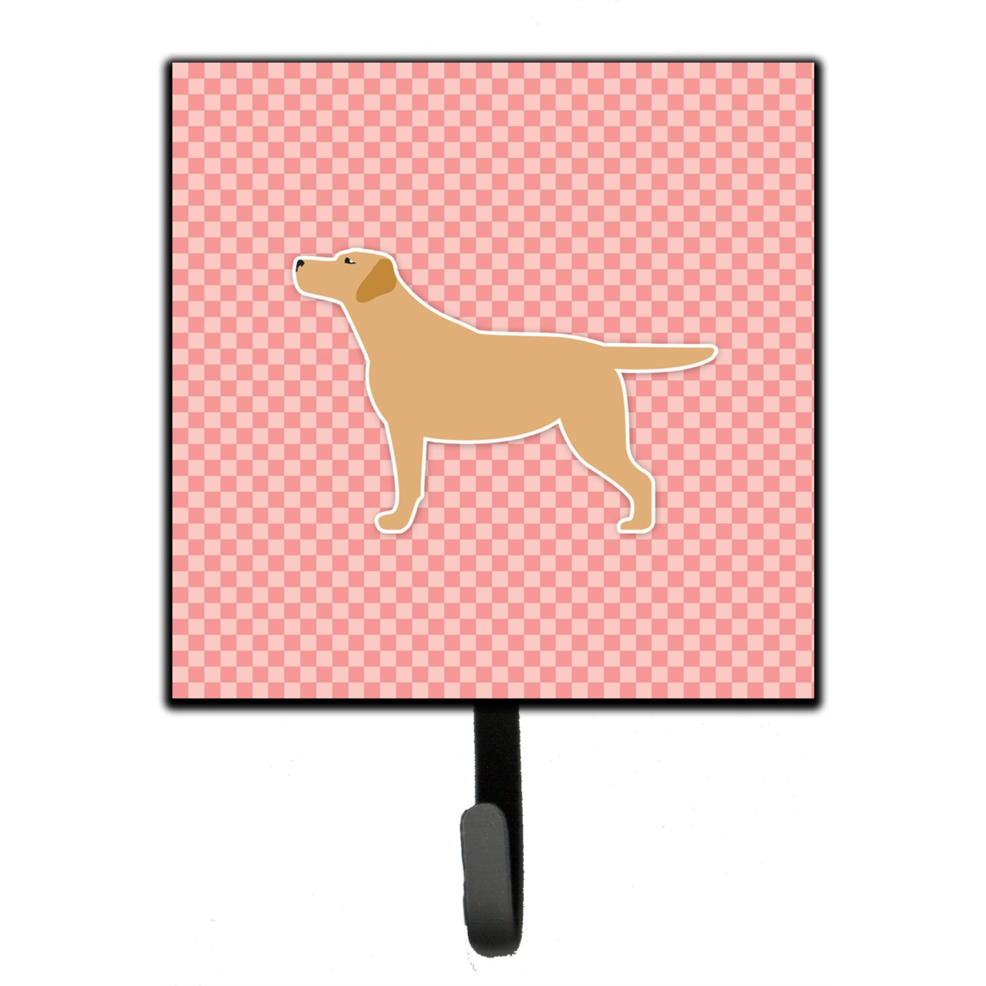 &quotCaroline's Treasures Yellow Labrador Retriever Checkerboard Pink Leash or Key Holder BB3597SH4, Small, Multicolor"