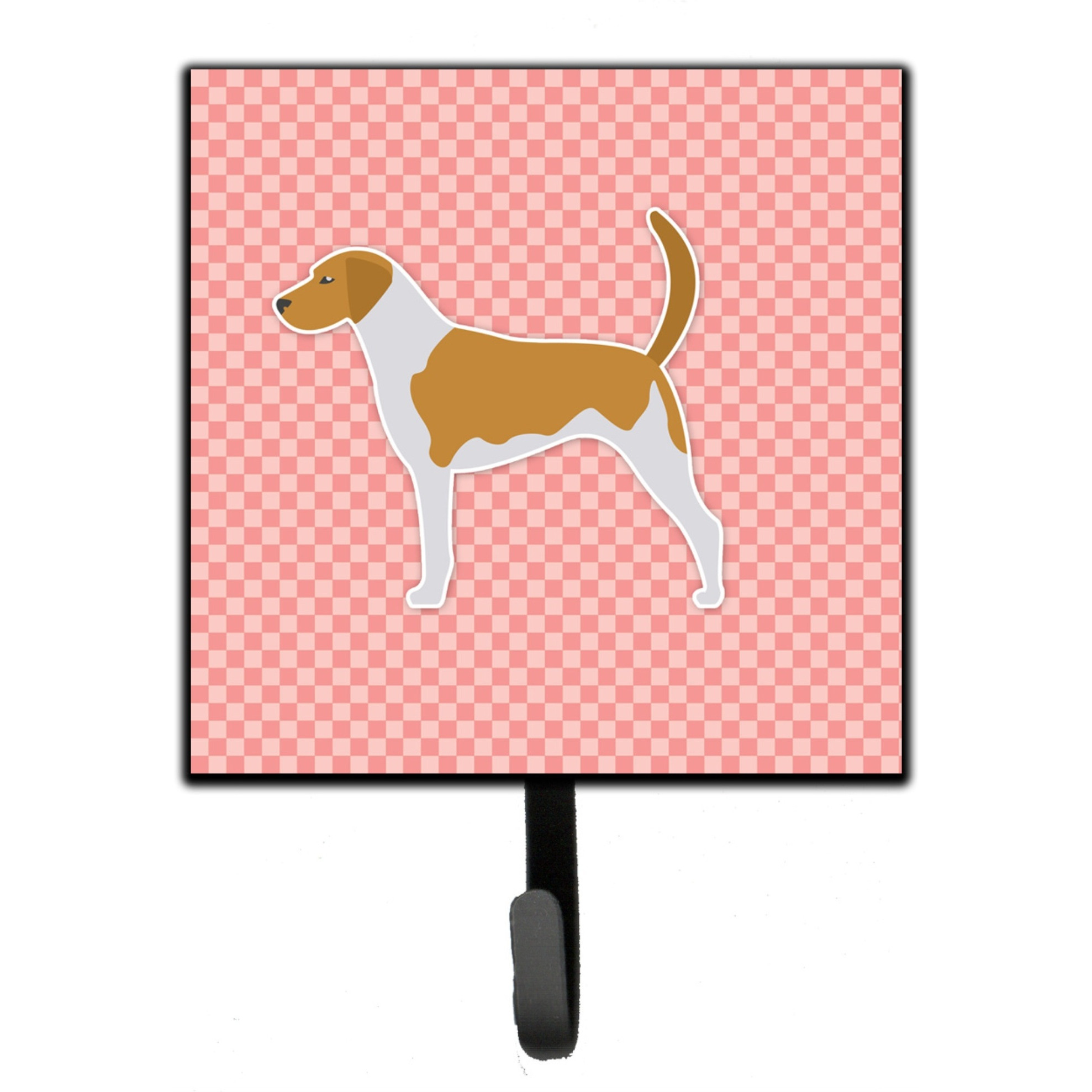 &quotCaroline's Treasures American Foxhound Checkerboard Pink Leash or Key Holder BB3598SH4, Small, Multicolor"