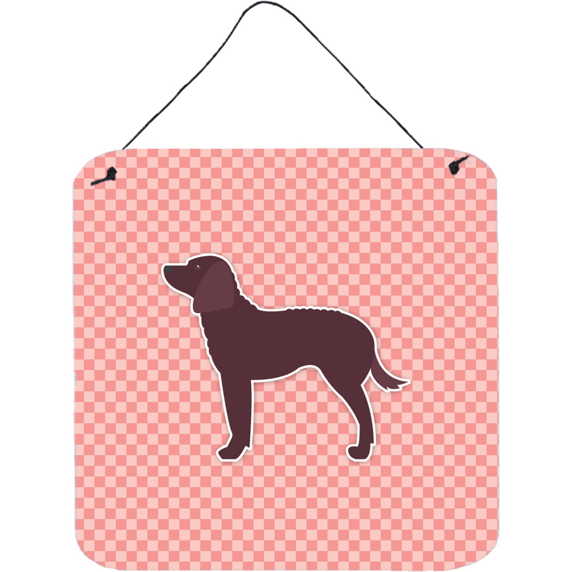 &quotCaroline's Treasures American Water Spaniel Checkerboard Pink Wall or Door Hanging Prints BB3601DS66, 6"" x 6"", Multicolor"