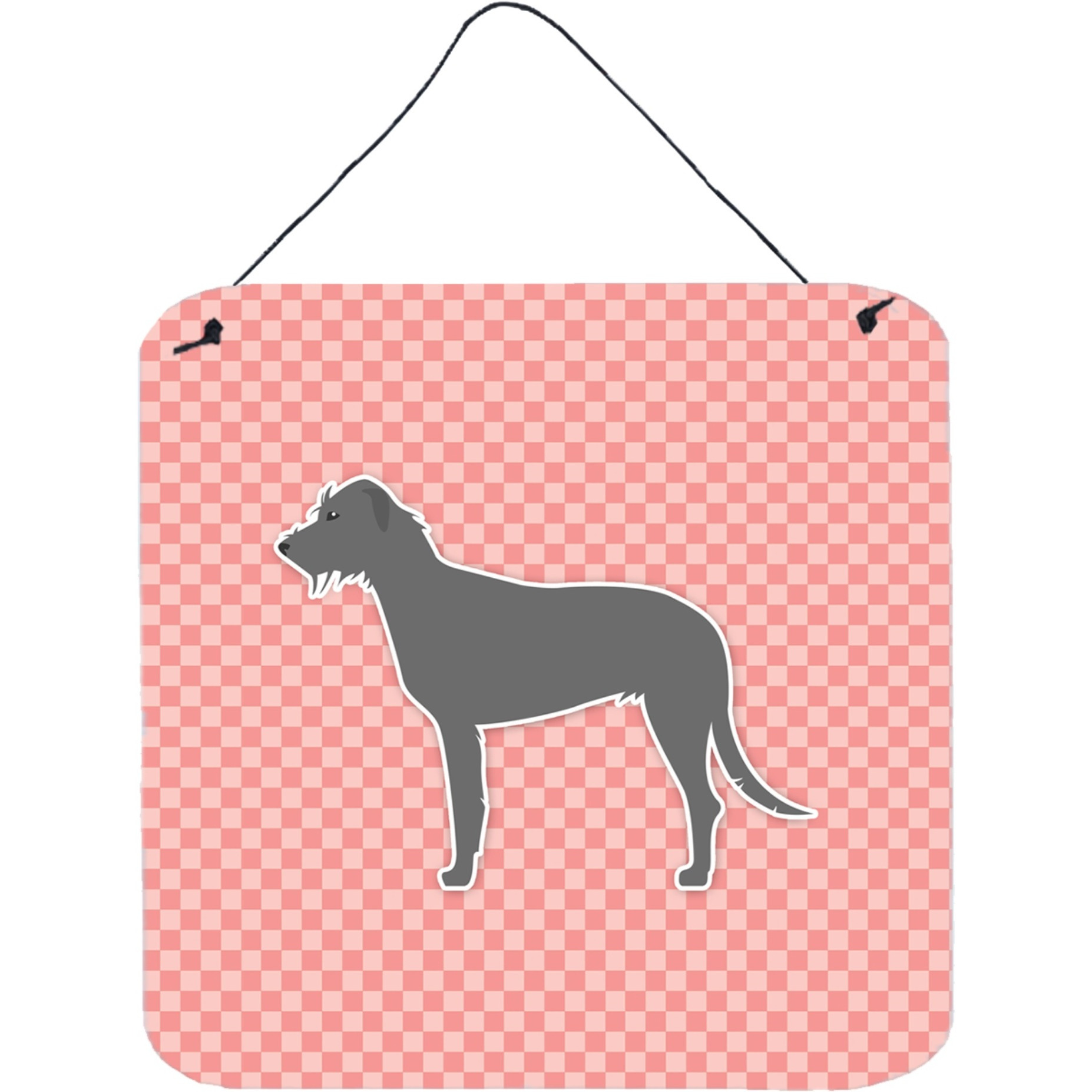 &quotCaroline's Treasures Irish Wolfhound Checkerboard Pink Wall or Door Hanging Prints BB3603DS66, 6"" x 6"", Multicolor"