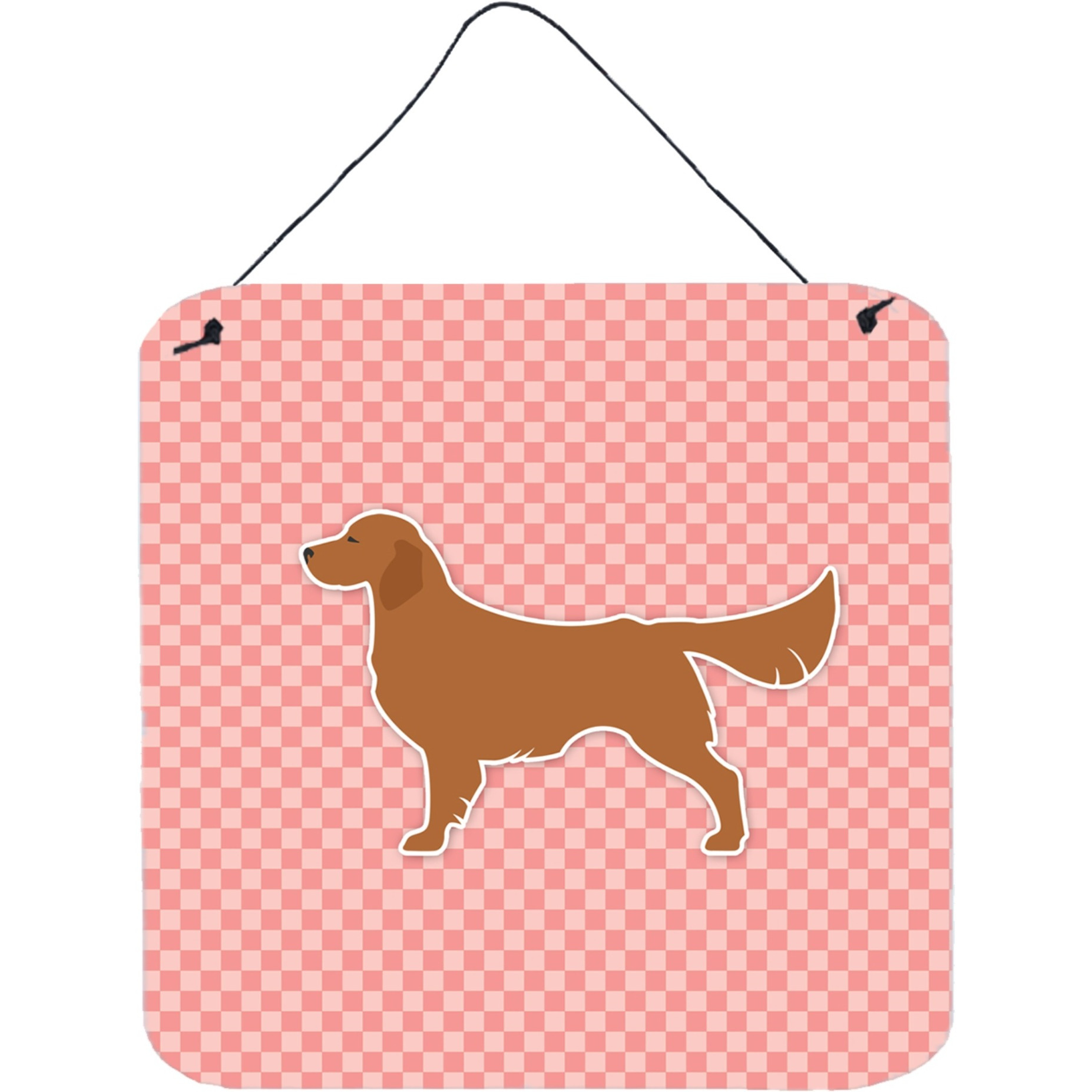 &quotCaroline's Treasures Golden Retriever Checkerboard Pink Wall or Door Hanging Prints BB3604DS66, 6"" x 6"", Multicolor"