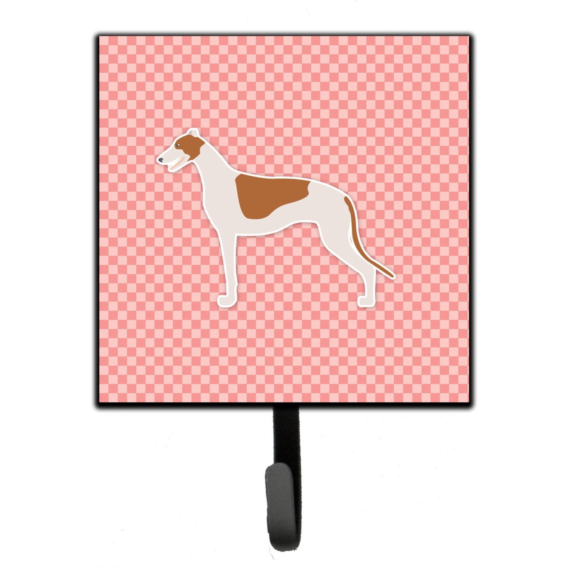 &quotCaroline's Treasures Greyhound Checkerboard Pink Leash or Key Holder BB3605SH4, Small, Multicolor"