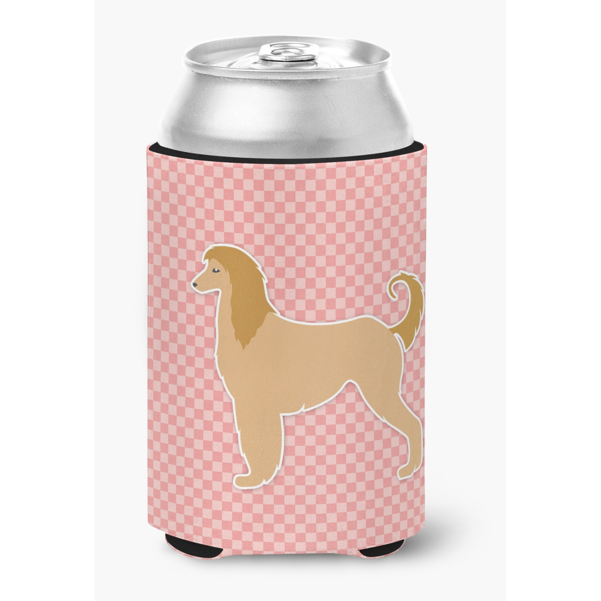 &quotCaroline's Treasures Afghan Hound Checkerboard Pink Can or Bottle Hugger BB3606CC, Can Hugger, Multicolor"