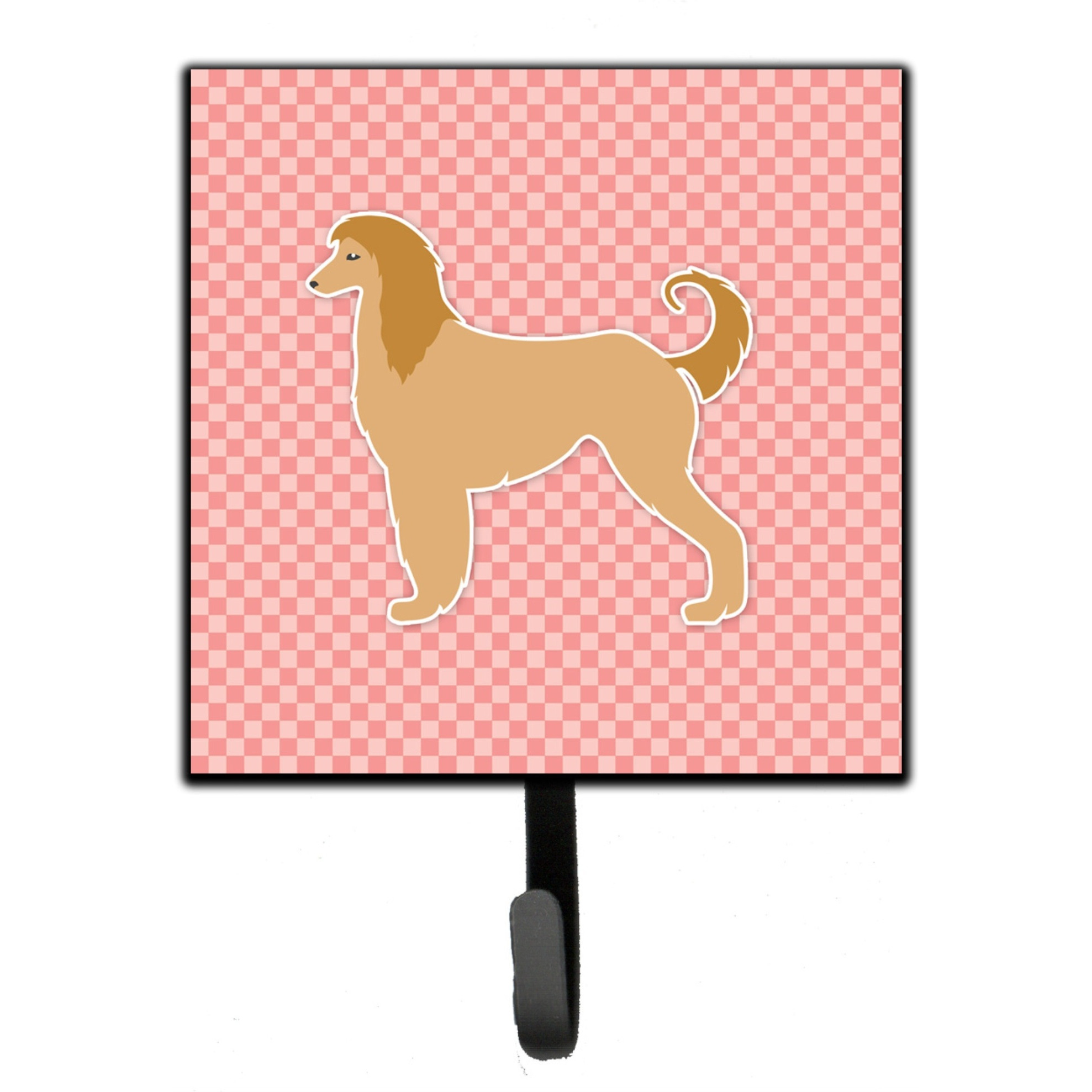 &quotCaroline's Treasures Afghan Hound Checkerboard Pink Leash or Key Holder BB3606SH4, Small, Multicolor"