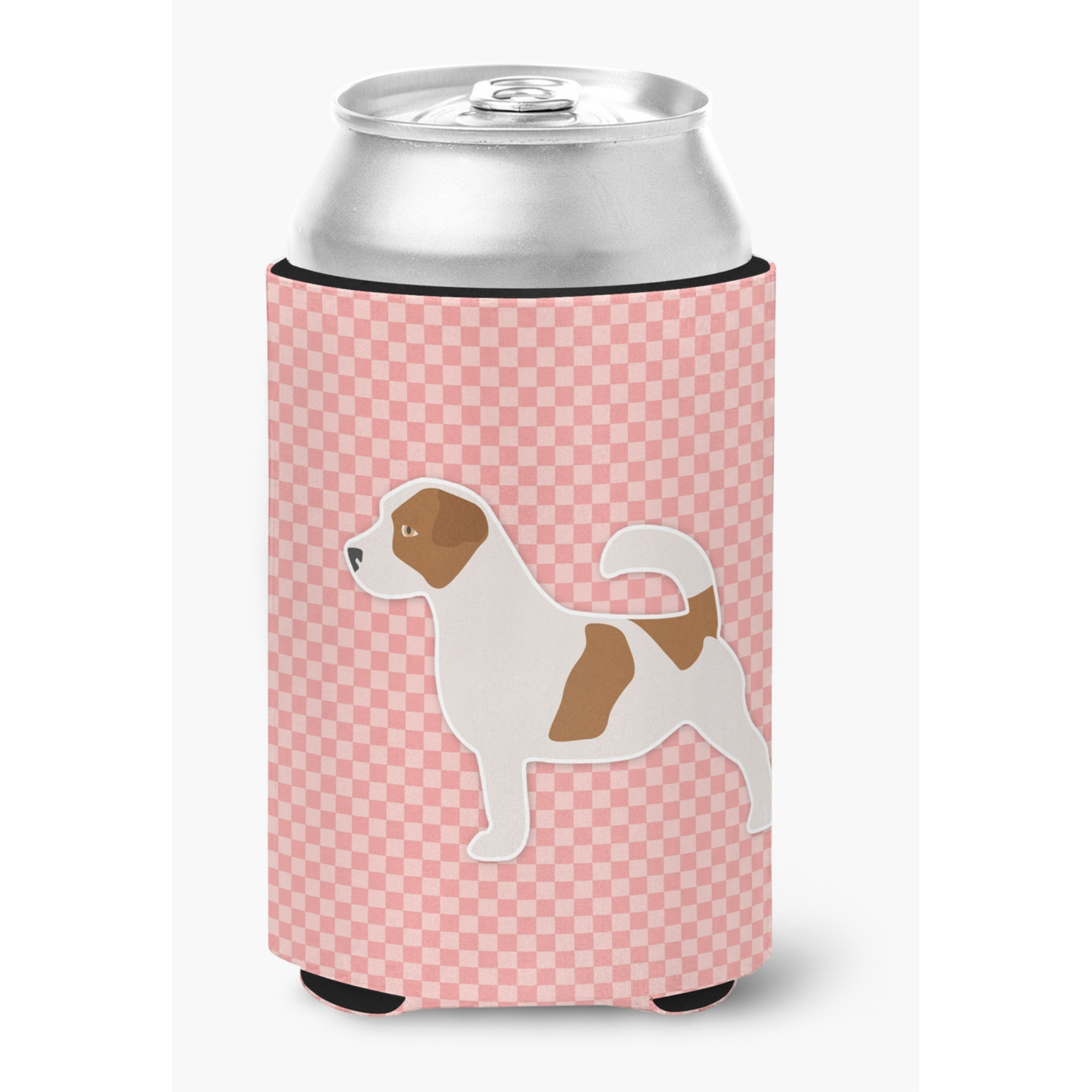 &quotCaroline's Treasures Jack Russell Terrier Checkerboard Pink Can or Bottle Hugger BB3607CC, Can Hugger, Multicolor"