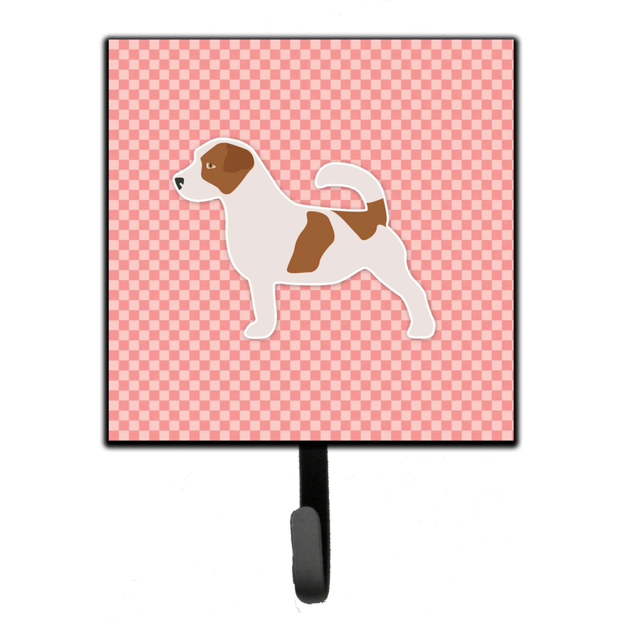 &quotCaroline's Treasures Jack Russell Terrier Checkerboard Pink Leash or Key Holder BB3607SH4, Small, Multicolor"