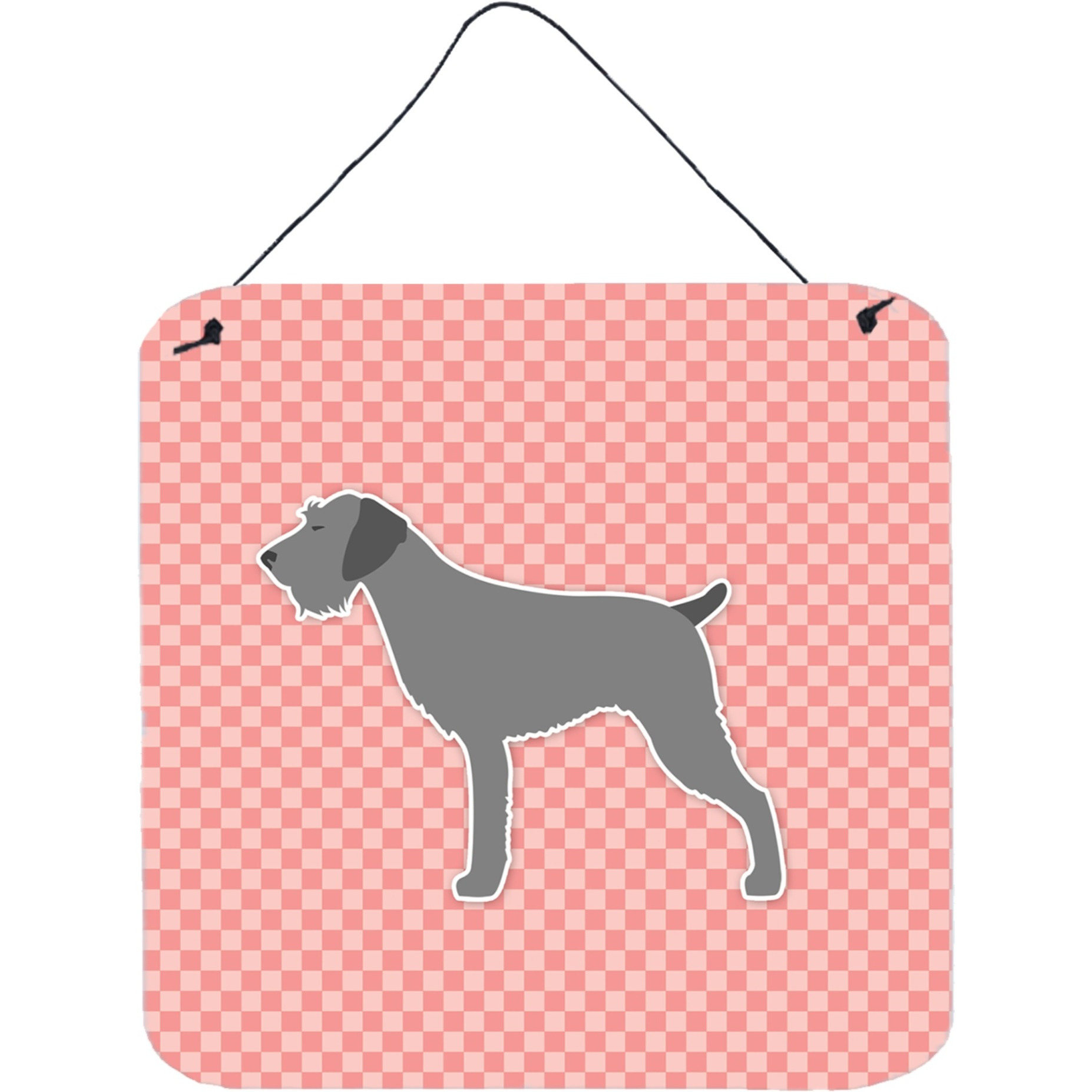 &quotCaroline's Treasures German Wirehaired Pointer Checkerboard Pink Wall or Door Hanging Prints BB3611DS66, 6"" x 6"", Multicolor"