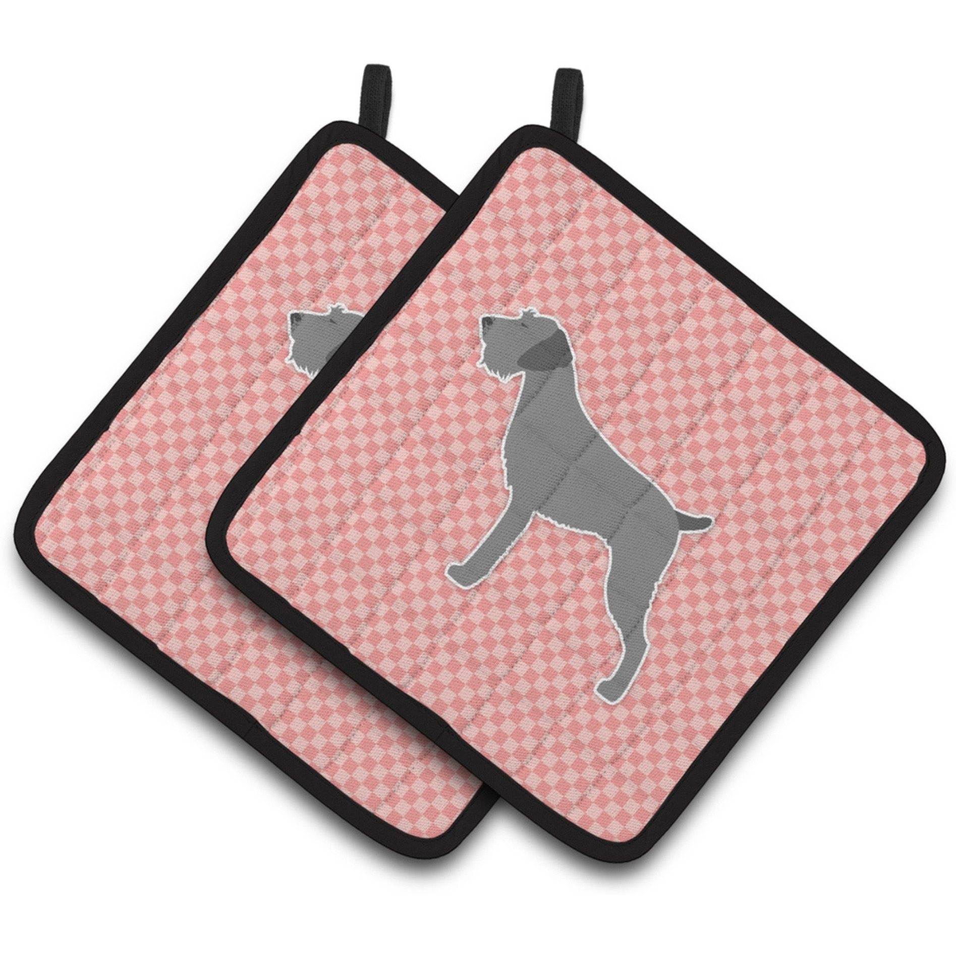 &quotCaroline's Treasures German Wirehaired Pointer Checkerboard Pink Pair of Pot Holders BB3611PTHD, 7.5HX7.5W, Multicolor"